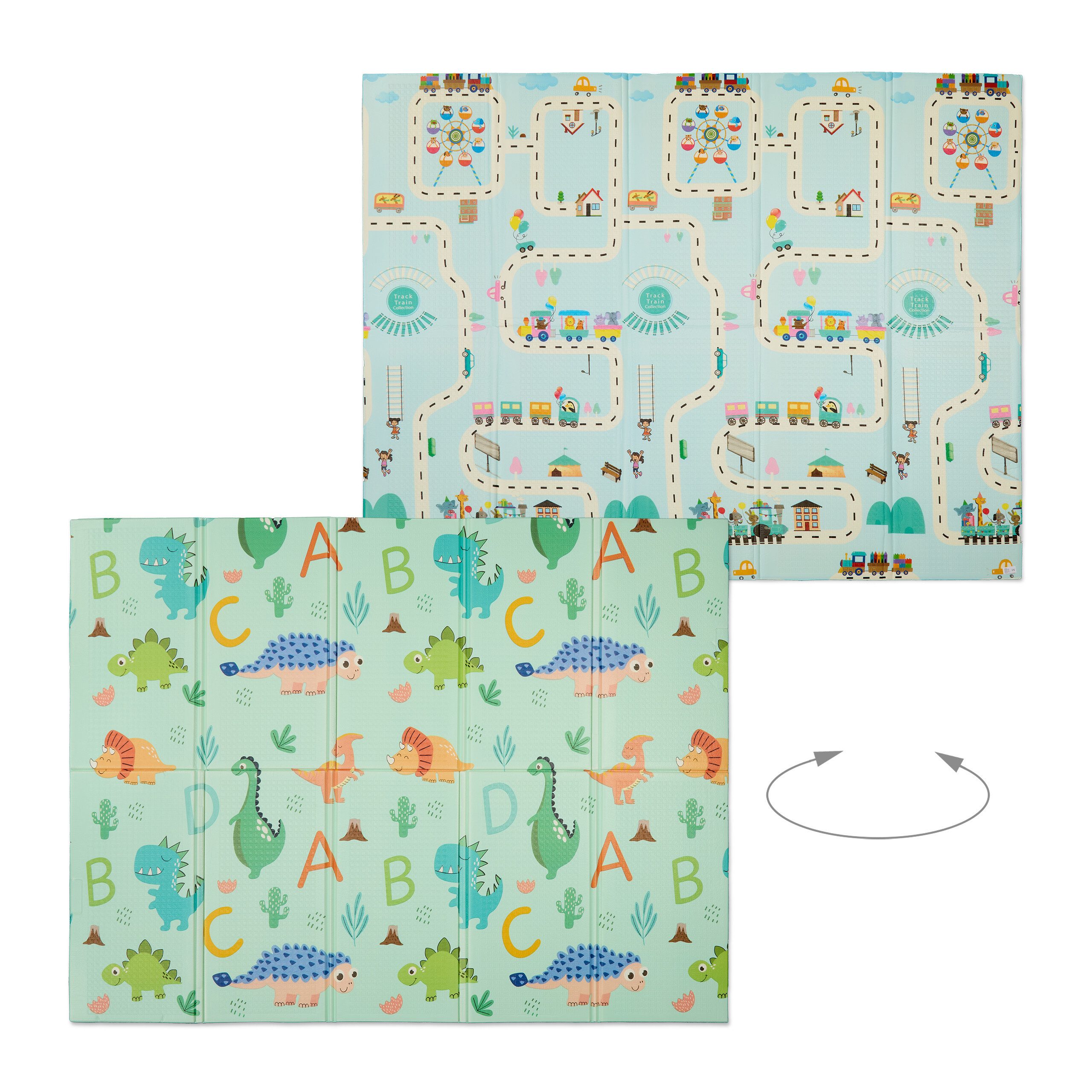 relaxdays Spielmatte Faltbare Spielmatte Dinosaurier und Zug (1-St)