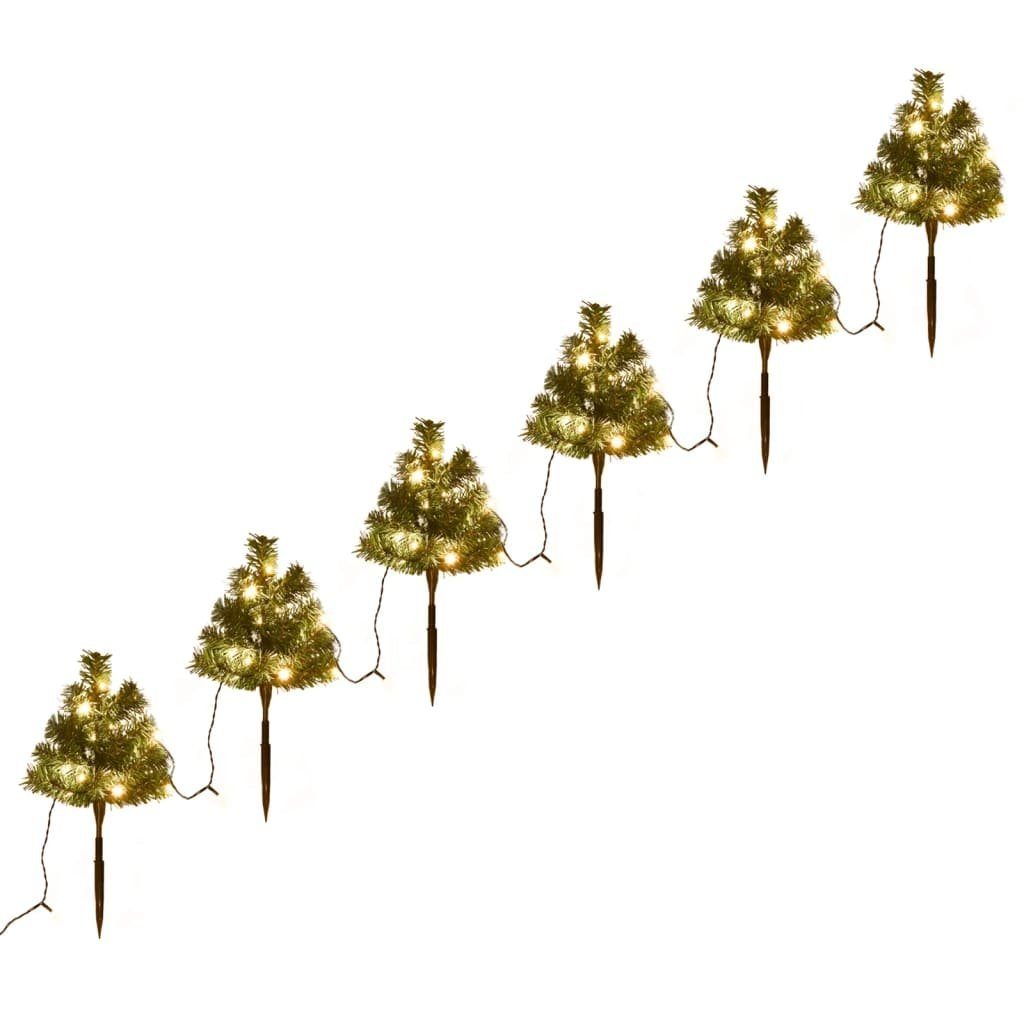 vidaXL LED Baum Wegbeleuchtung Weihnachtsbäume 6 Stk. Warmweiße LEDs 45 cm PVC