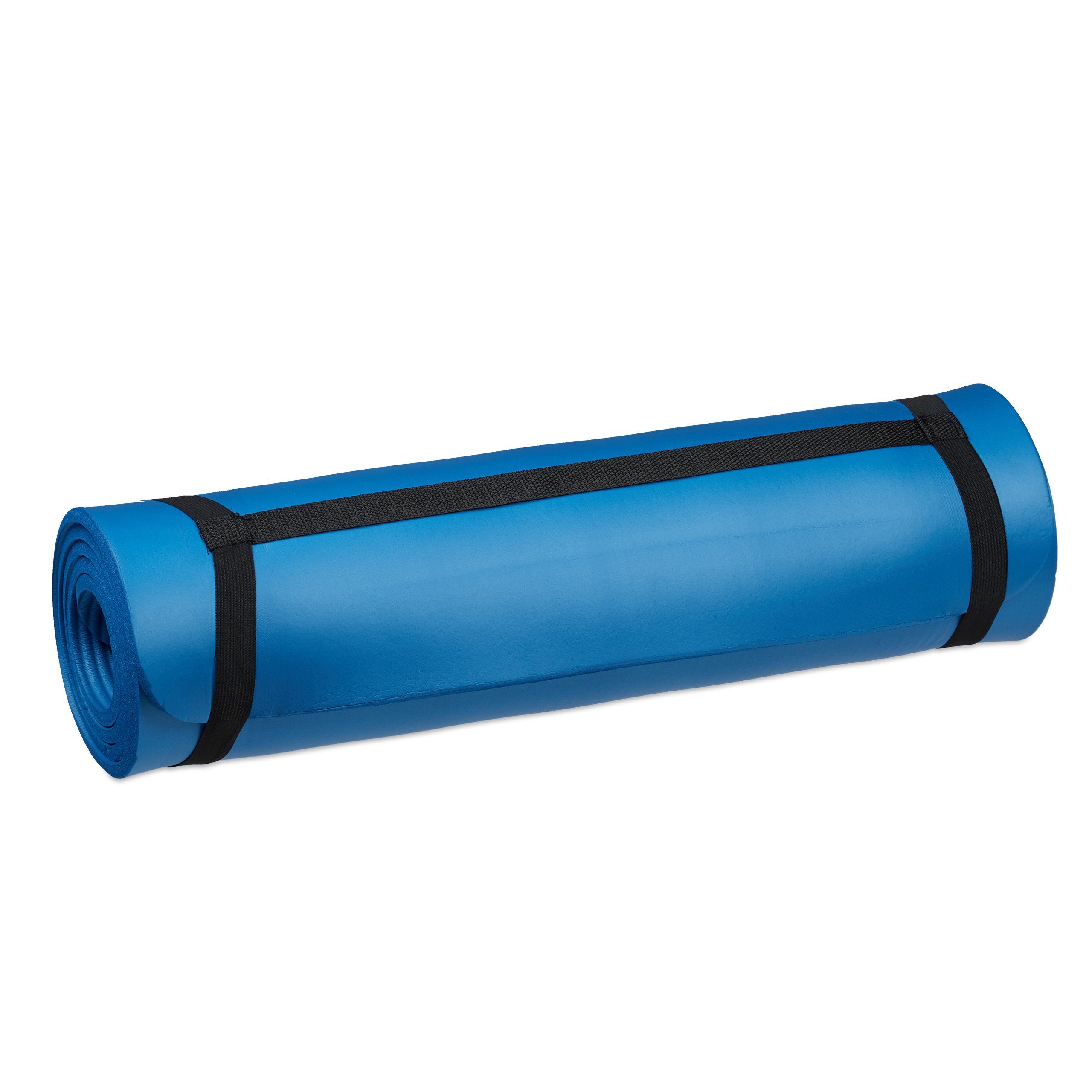relaxdays Yogamatte 1 cm dick einfarbig, blau