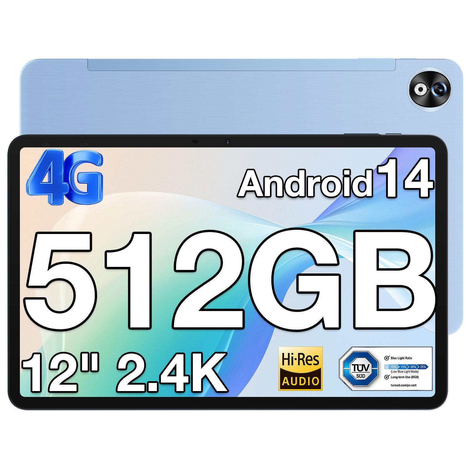 DOOGEE T40 Pro Tablet 12 Zoll 8GB+512GB 2.4K LTE, 10800mAh Tablet (12", 512 GB, Android 14, 8MP+16MP, 20GB RAM 512GB ROM (2TB TF), OTG/FM/Face ID)