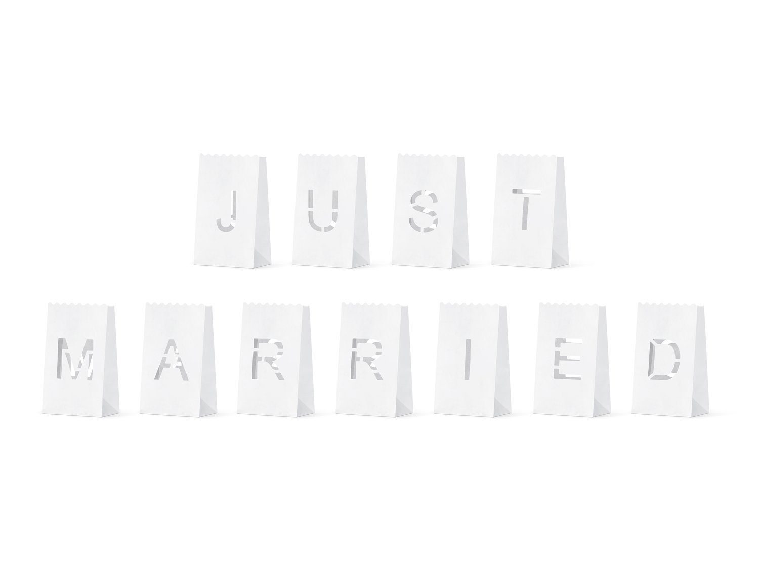 partydeco Papierlaterne, Papierlaterne Just Married / Hochzeit 19cm, 11 Stück