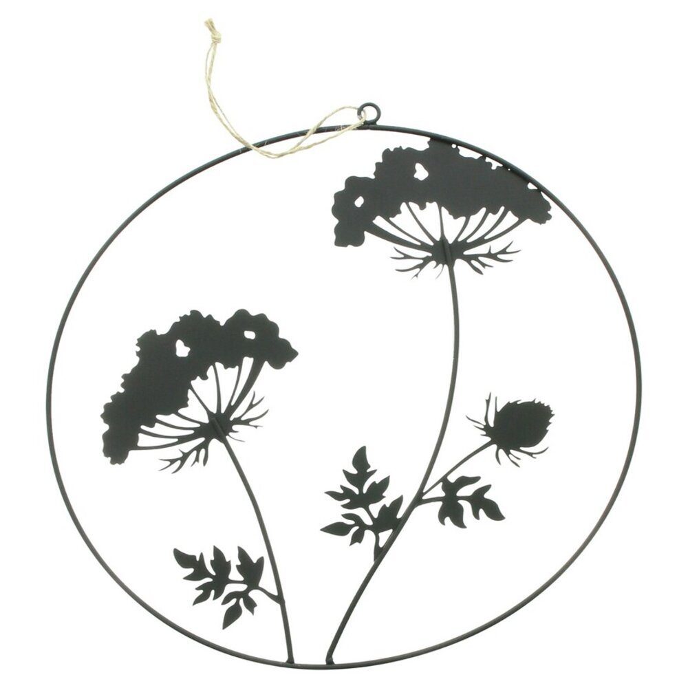 Home-trends24.de Dekohänger Blume, Schwarz, Dekohänger, Hänger, Wand Deko, Metall, Ring, ∅ 35 cm