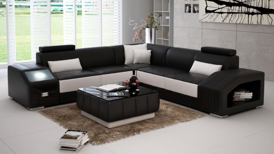 JVmoebel Ecksofa, Ecksofa Modern Couch Wohnlandschaft Eck Design Ledersofa Sofa