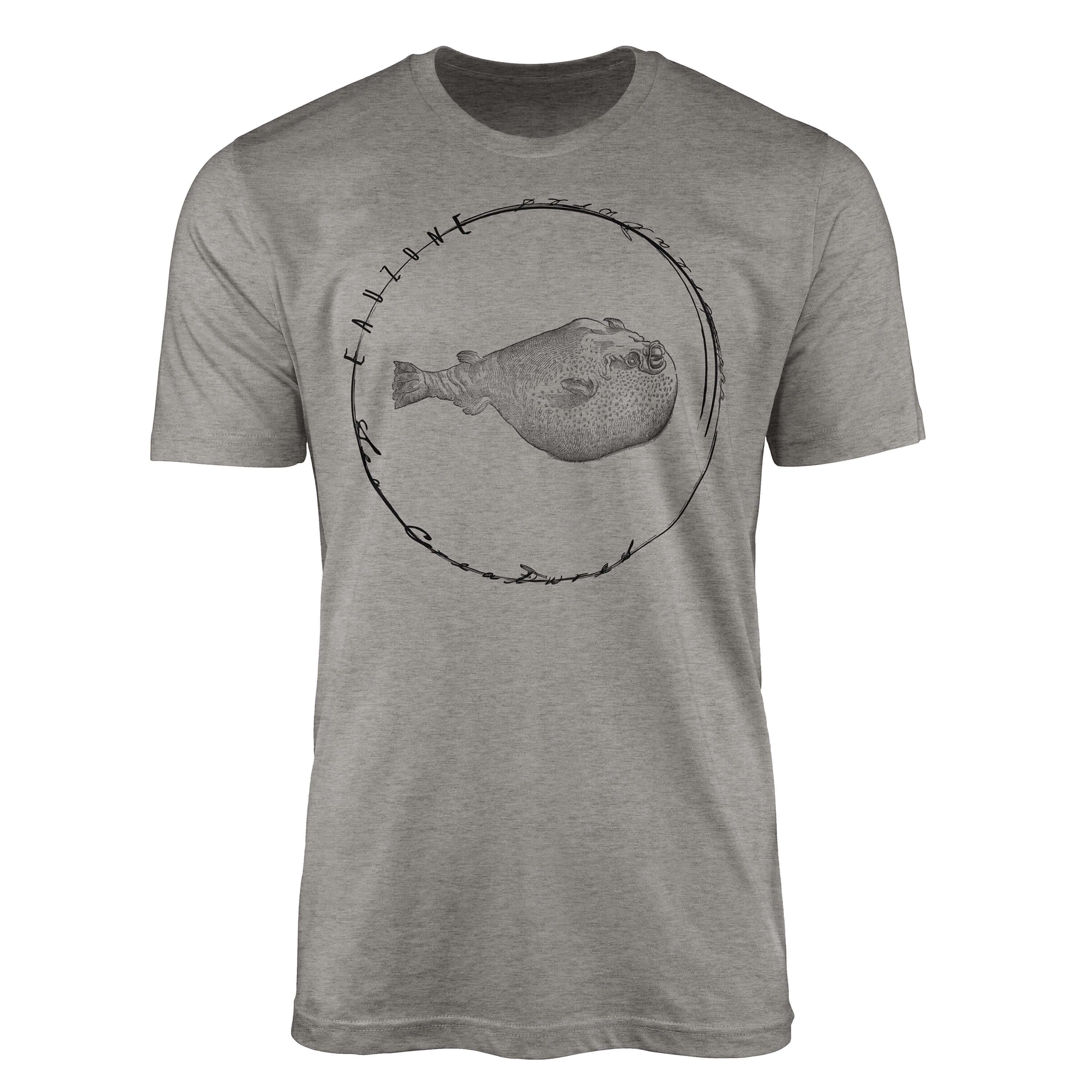Sinus Art T-Shirt T-Shirt Tiefsee Fische - Serie: Sea Creatures, feine Struktur und sportlicher Schnitt / Sea 089 Ash