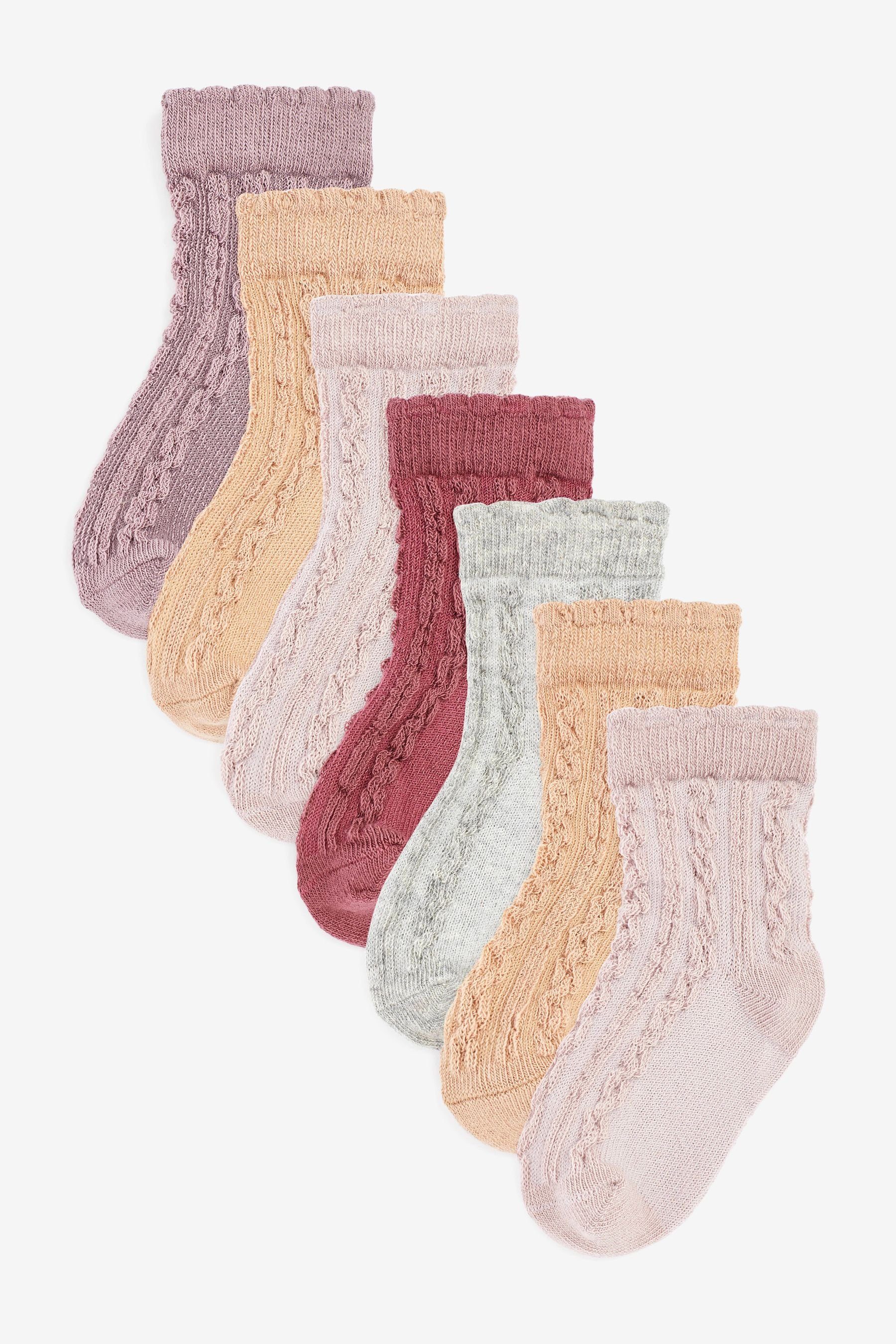 Next Kurzsocken Baby-Socken im 7er-Pack (7-Paar) Pink/Neutral | Kurzsocken