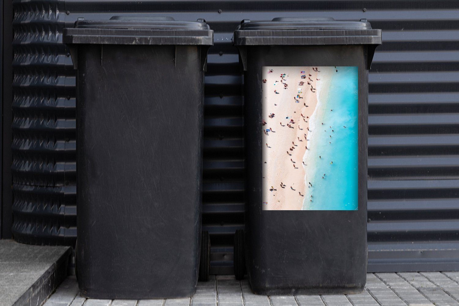 (1 Container, - MuchoWow Sommer Griechenland - Sticker, Mülleimer-aufkleber, Strand Mülltonne, Abfalbehälter St), Wandsticker