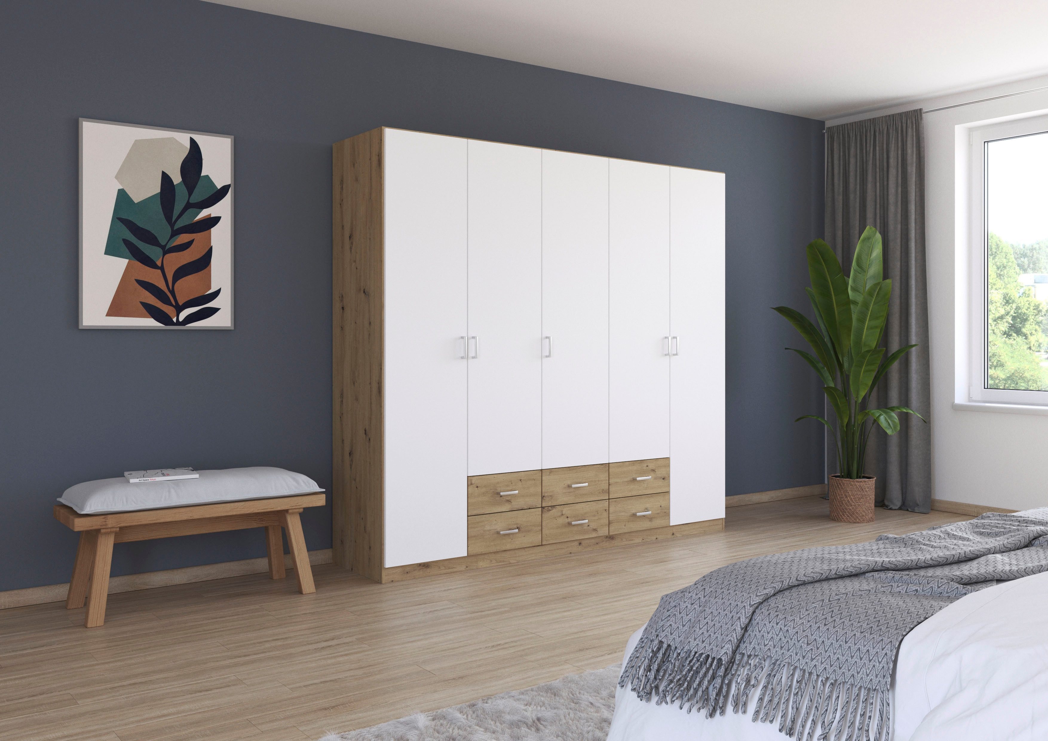rauch Drehtürenschrank Kleiderschrank Garderobe GAMMA Breiten 226 cm (in 3 Ausstattungen BASIC/CLASSIC/PREMIUM (inkl. SOFT-CLOSE-Funktion) mit Schubladen, verschiedene Griff-Varianten TOPSELLER MADE IN GERMANY