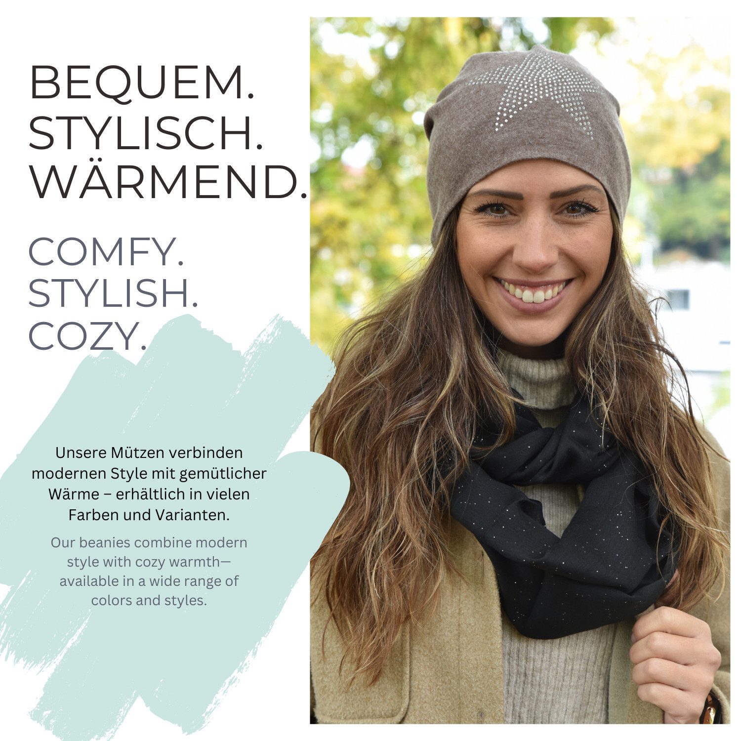 styleBREAKER Beanie Warme Beanie Mütze mit Strass Stern (1-St)