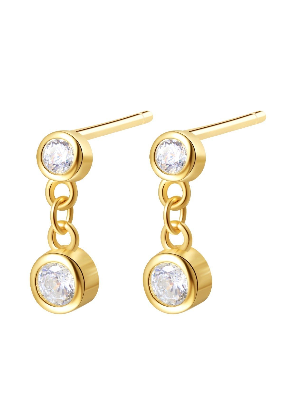 Hey Happiness Paar Ohrstecker Glam Tropfen, Ohrhänger mit Zirkonia, Schlichte Damen Ohrringe aus Silber 925, Brautschmuck