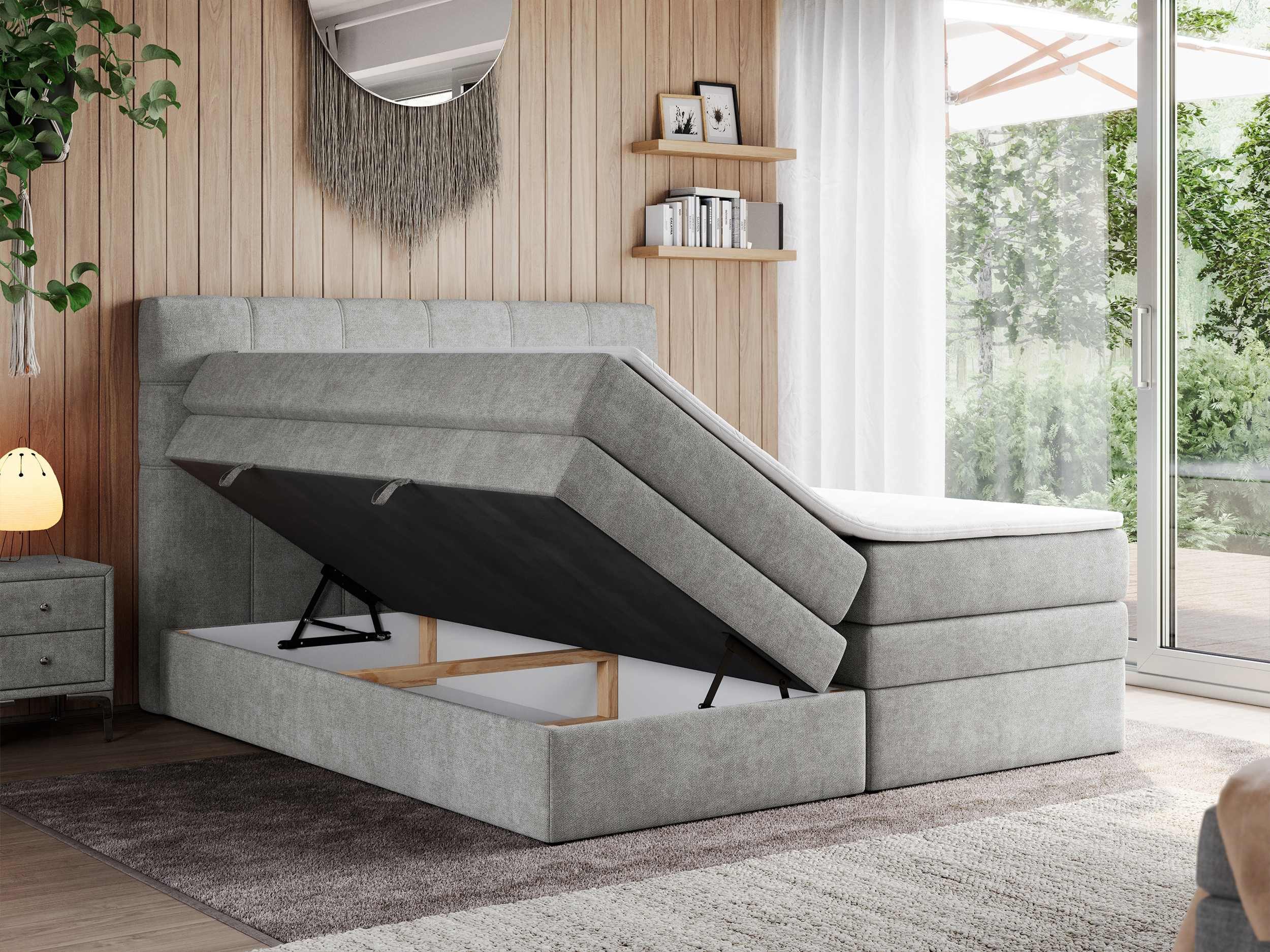 MKS MÖBEL Boxspringbett ERNI KING (T30-Schaum, Topper T25/Visco, Bettkasten), Polsterbett mit Bettkasten und fünf Matratzen - Stauraumbett