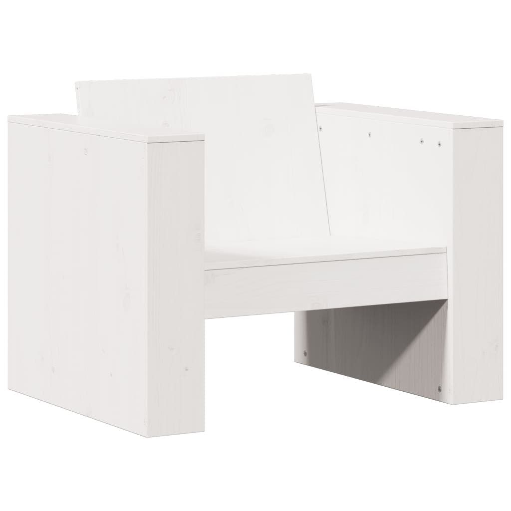 vidaXL Gartenstuhl Gartensessel Gartenstuhl Holzstuhl Loungesessel Weiß 79x60x62 cm Massi