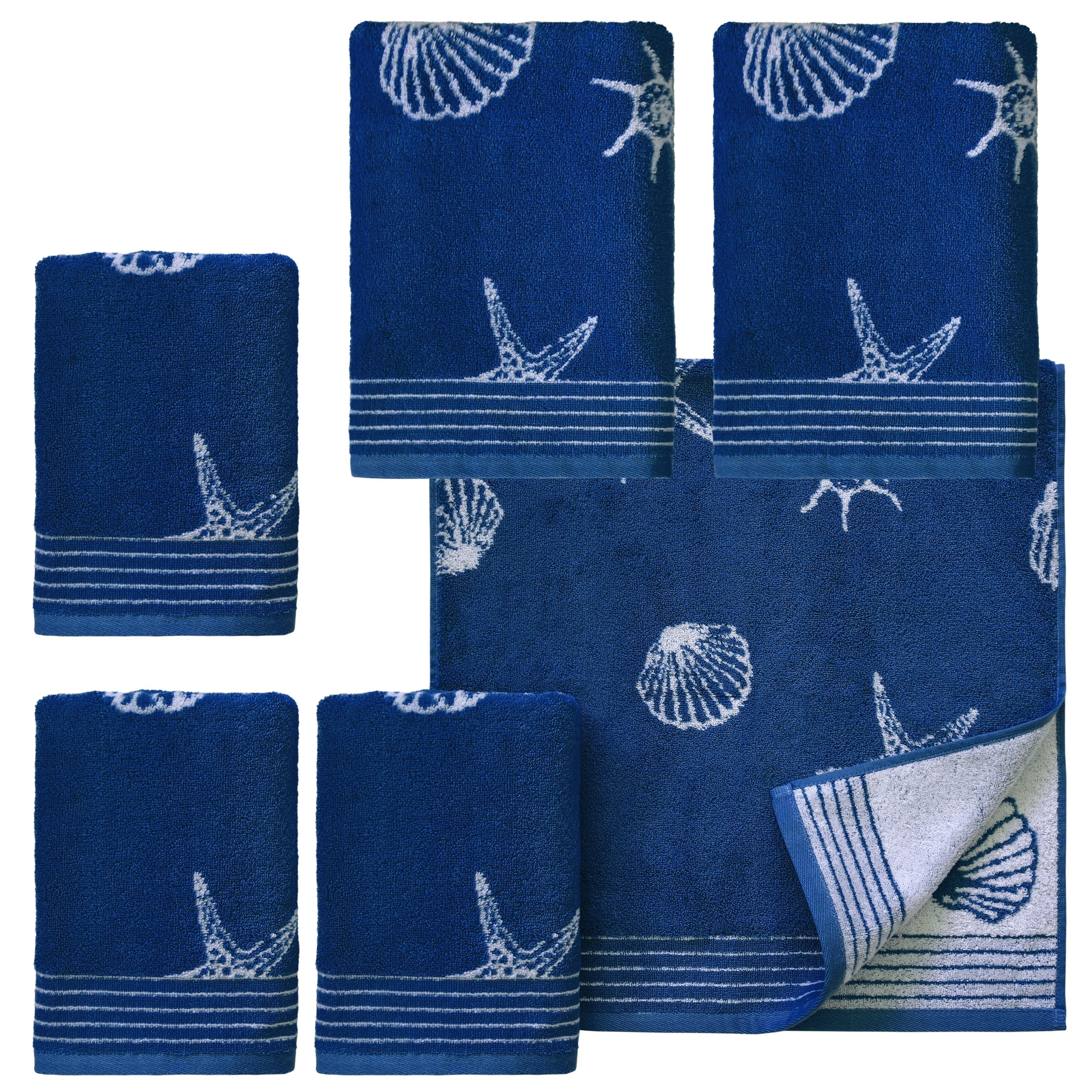 Dyckhoff Handtuch Set Seashell, Walkfrottee (Set, 6-St), mit Muschelmuster; 4 Handtücher (50x100cm), 2 Duschtücher (70x140cm)