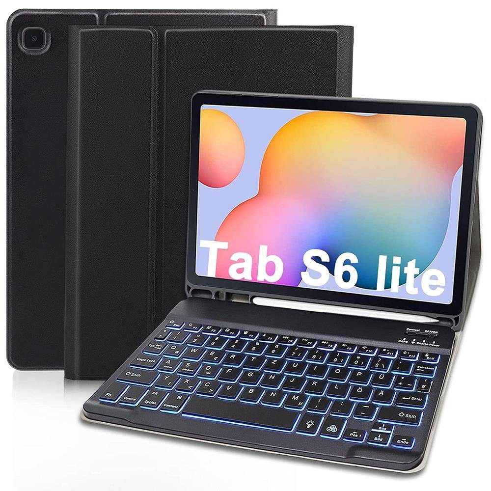 ZMC Samsung Galaxy Tab S6 Lite P610 P615 Schutz Hülle Beleuchtete Bluetoot  Tablet-Tastatur (Bluetooth, mit Beleuchtete Wireless Abnehmbare Tastatur /  magnetisch)