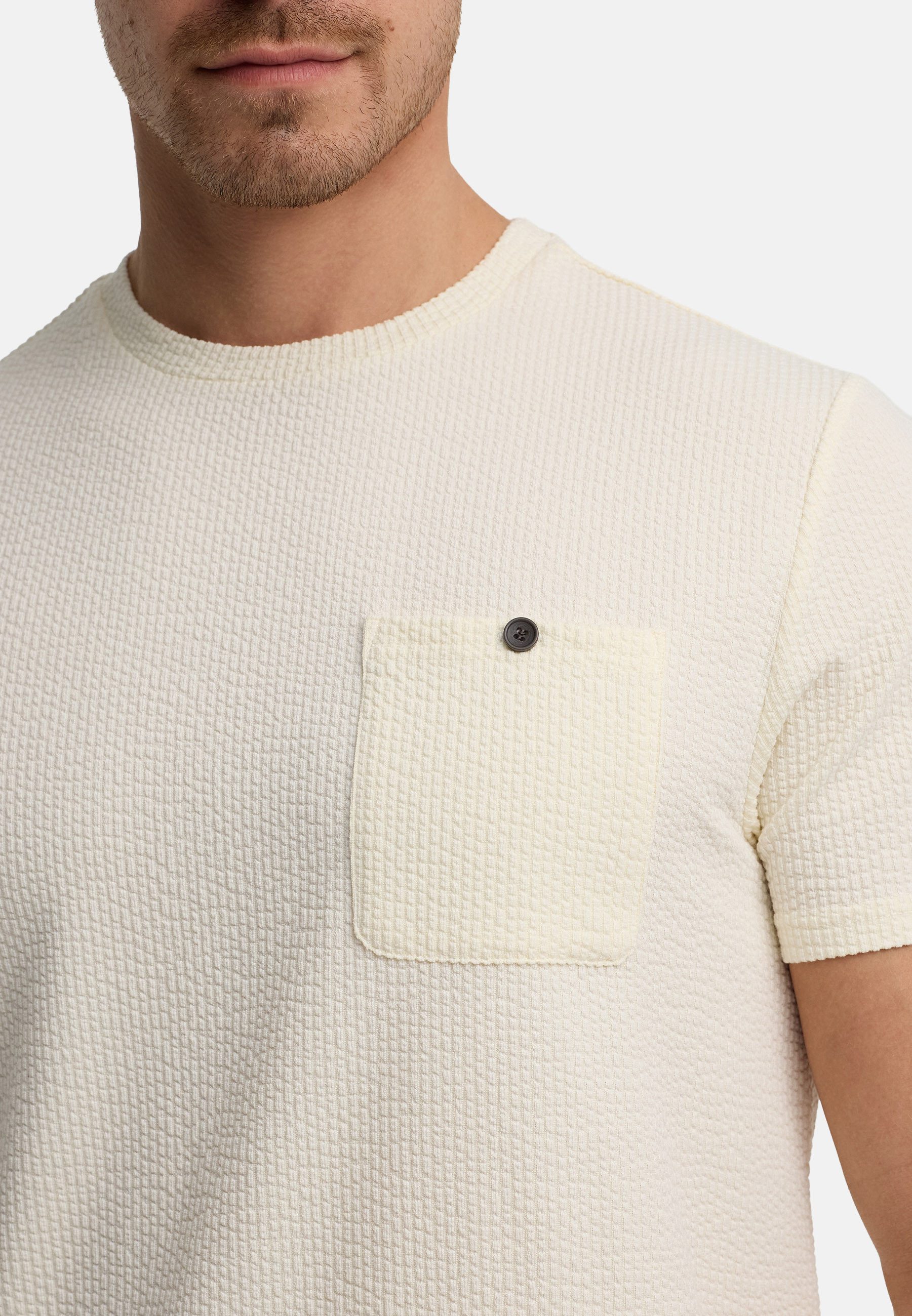 INDICODE T-Shirt INNogo mit feiner Waffelstruktur und aufgesetzter Brusttasche – Bild 4 von 5