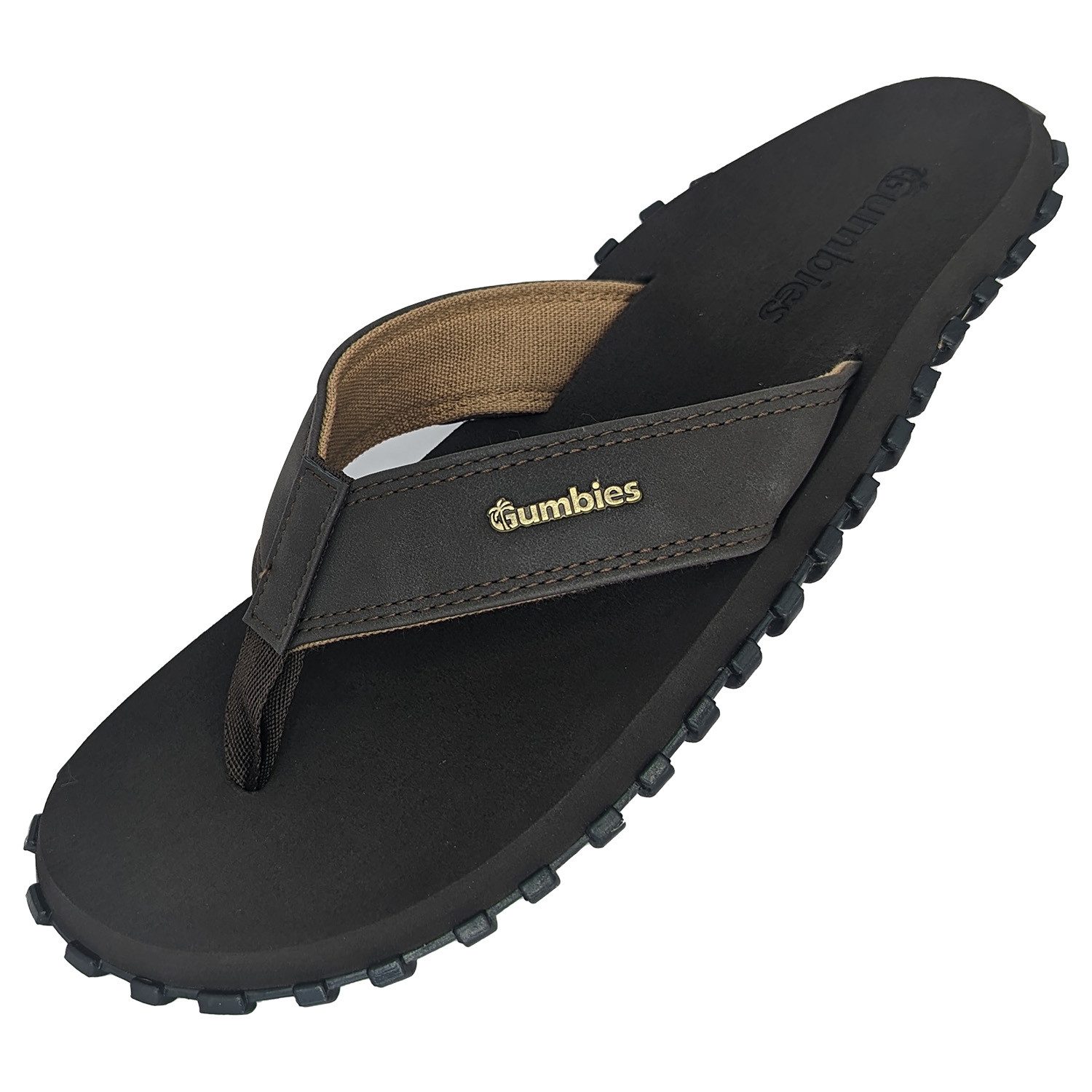 Gumbies Vegovert in Brown T-Strap-Zehentrenner Hergestellt aus recycelten Materialien