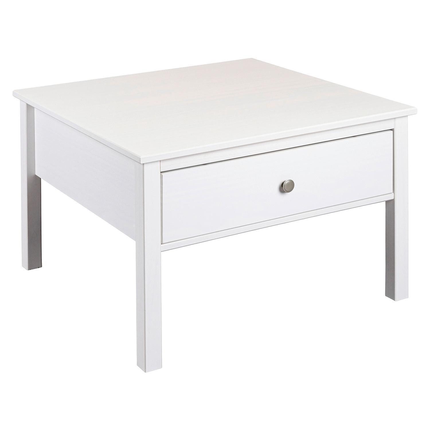 Inter Link Couchtisch CHILLY HOME, Weiß, Kiefernholz massiv, 1 Schublade, B günstig online kaufen