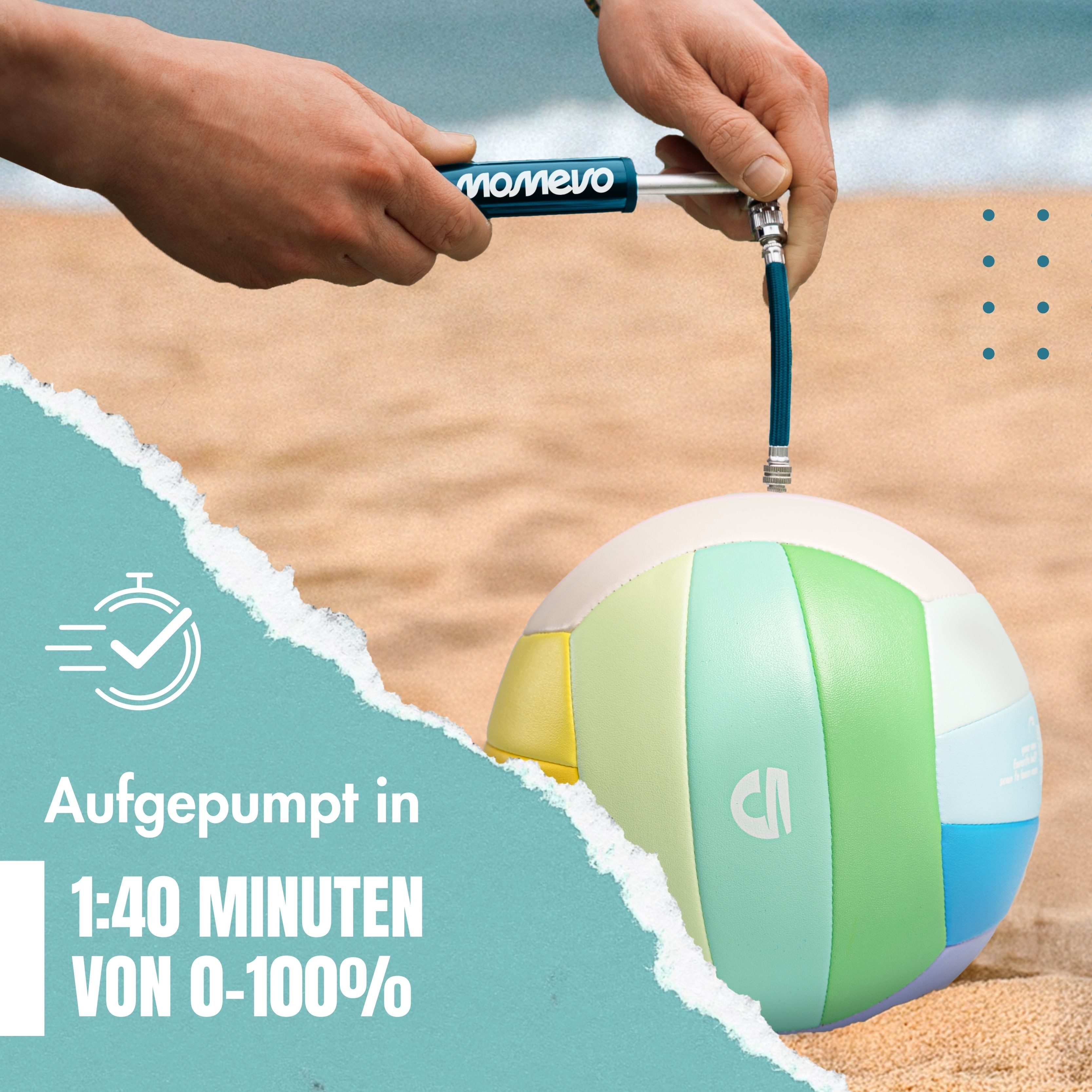 Momevo Beachvolleyball Offizieller Beachvolleyball - DVV zertifiziert, weich und robust, tolle Geschenkidee