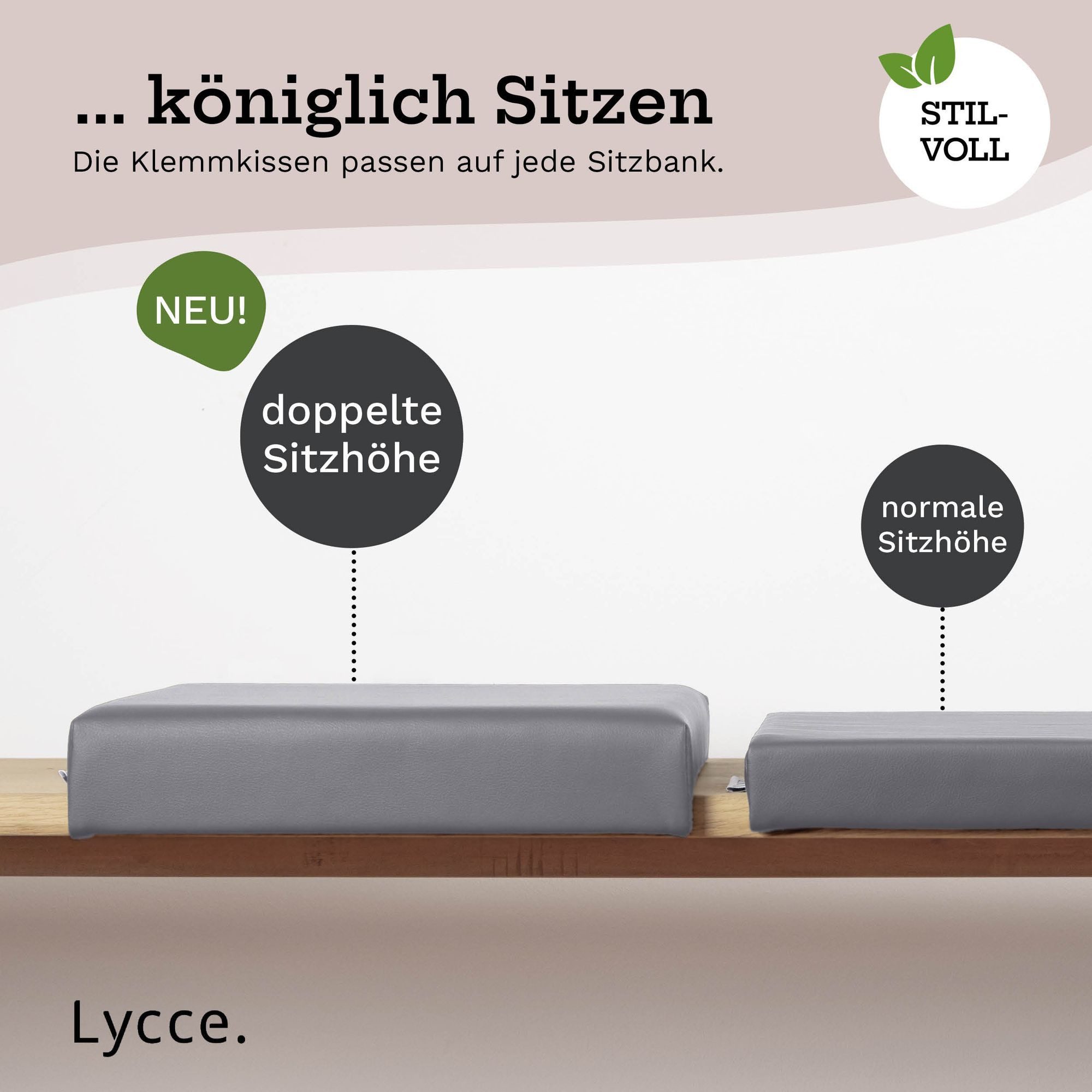 Lycce Bankauflage Lycce Bankauflage Kunstleder Klemmkissen 1 Leiste, weiche Polsterung, (1 St), Kunstleder (100.000 Scheuertouren), extra hohe Polsterung