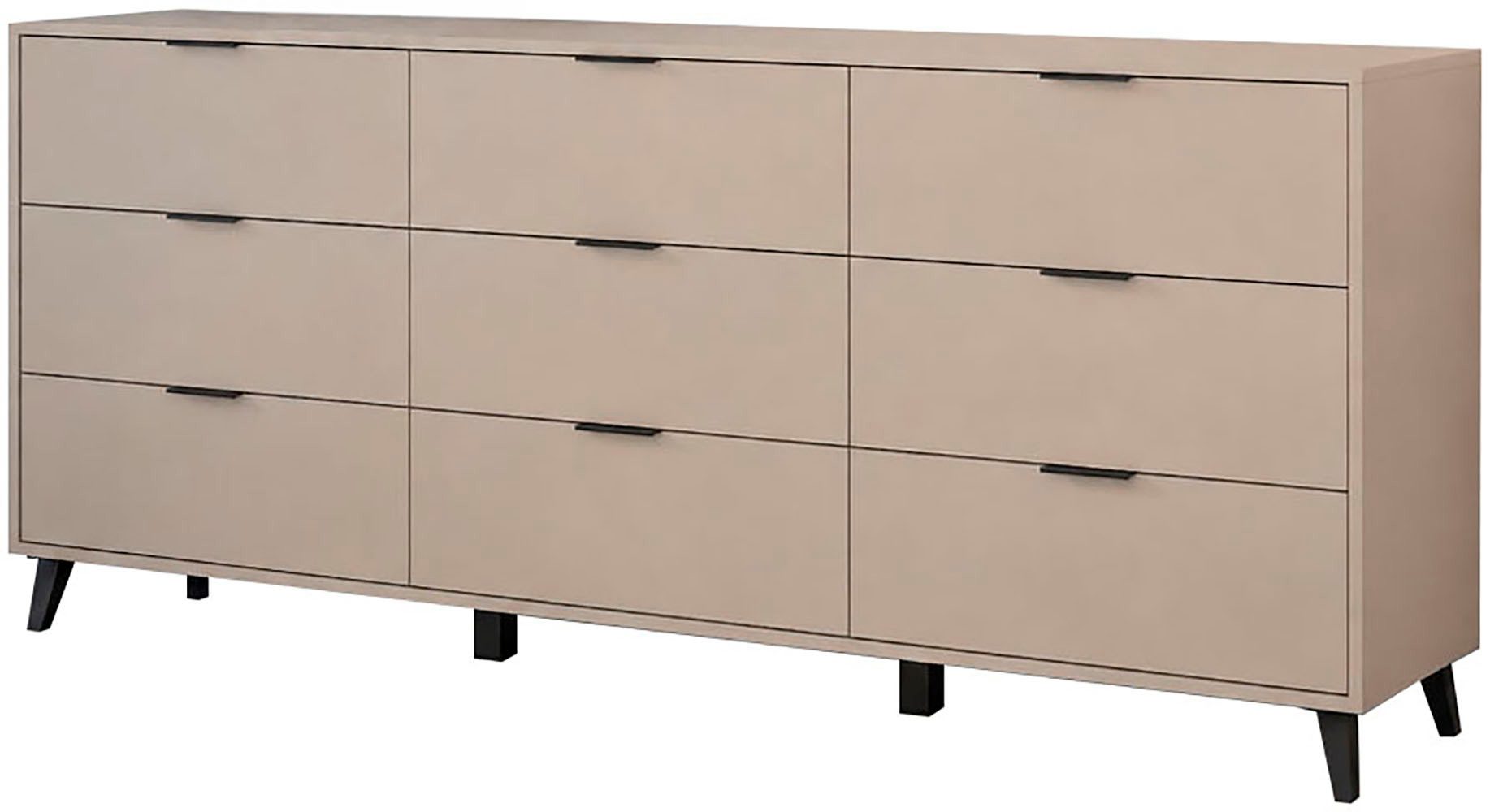 OTTO home Sideboard OSLO – Modernes Möbel mit neun praktischen Schubladen, Vollauszug, hohe Füße und Griffleisten für mehr Komfort