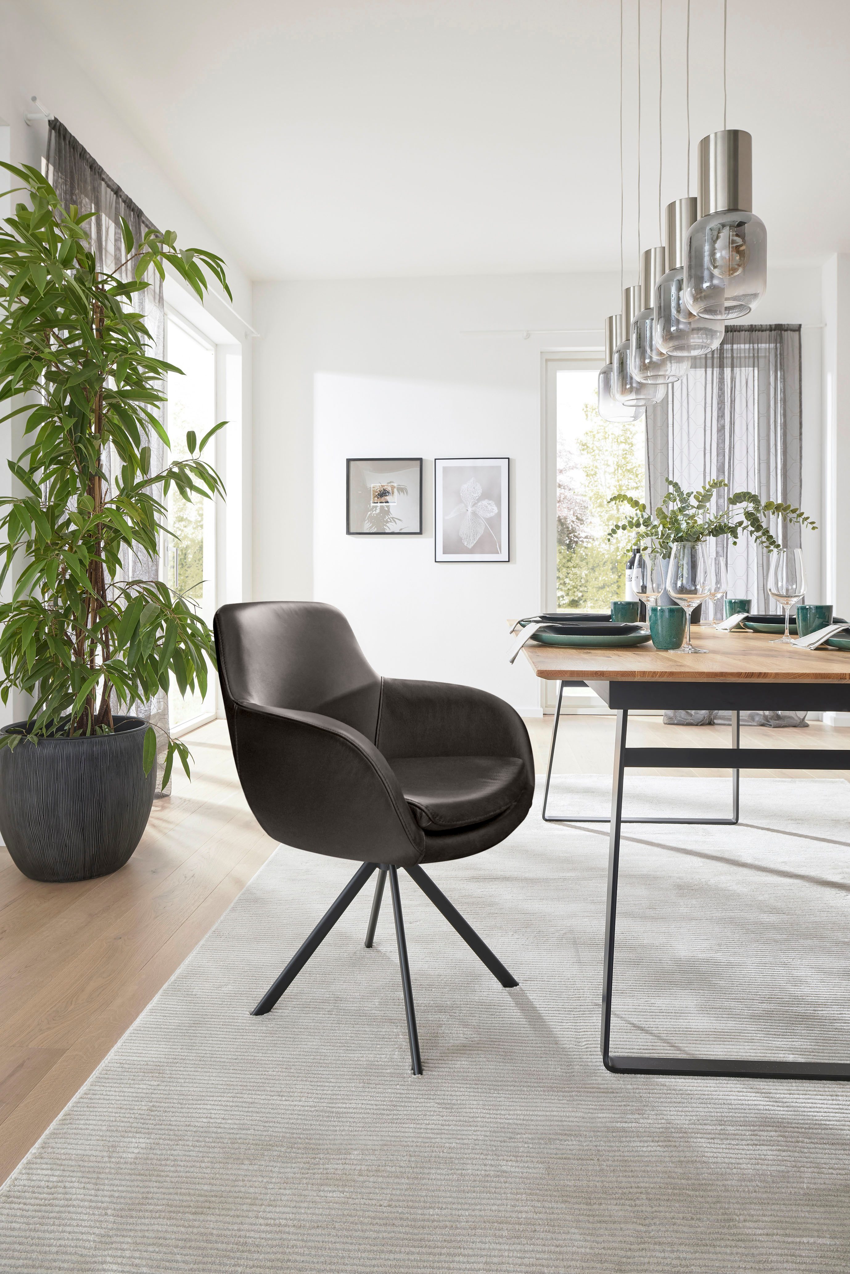 Musterring Esszimmerstuhl Tavia (Set, 2 St), Stativgestell Eisen schwarz, Drehfunktion optional, diverse Farben