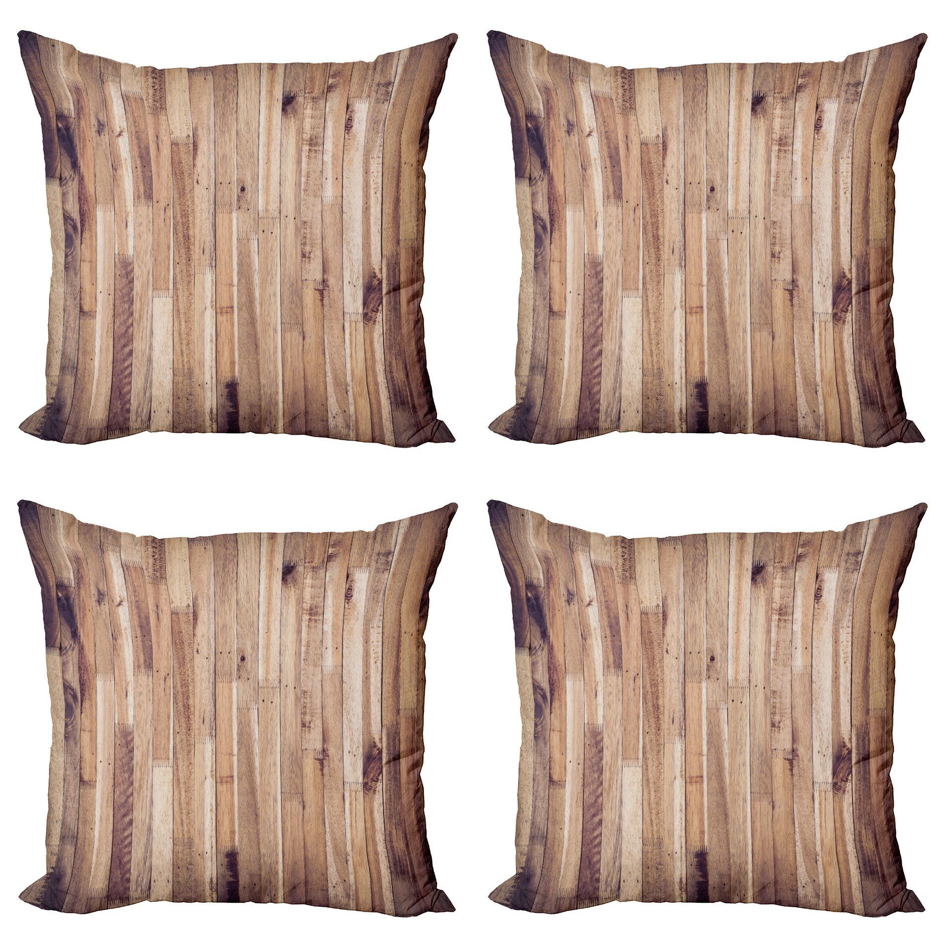 Kissenbezüge Modern Accent Doppelseitiger Digitaldruck, Abakuhaus (4 Stück), rustikales Holz Im Alter von Planks Muster