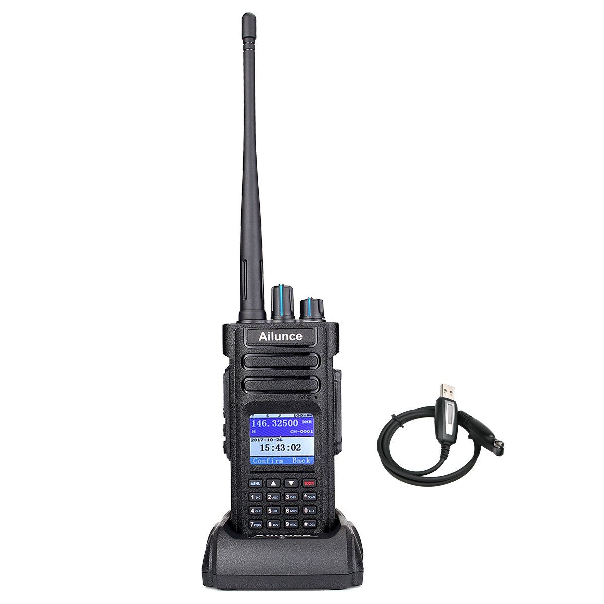 Retevis Funkgerät HD1 DMR Digitales Funkgerät, Dualband Amateurfunk, GPS 3000 Kanäle, (Amateurfunk), GPS 3000 Kanäle IP67 Wasserdicht, UHF/VHF Digital/Analog