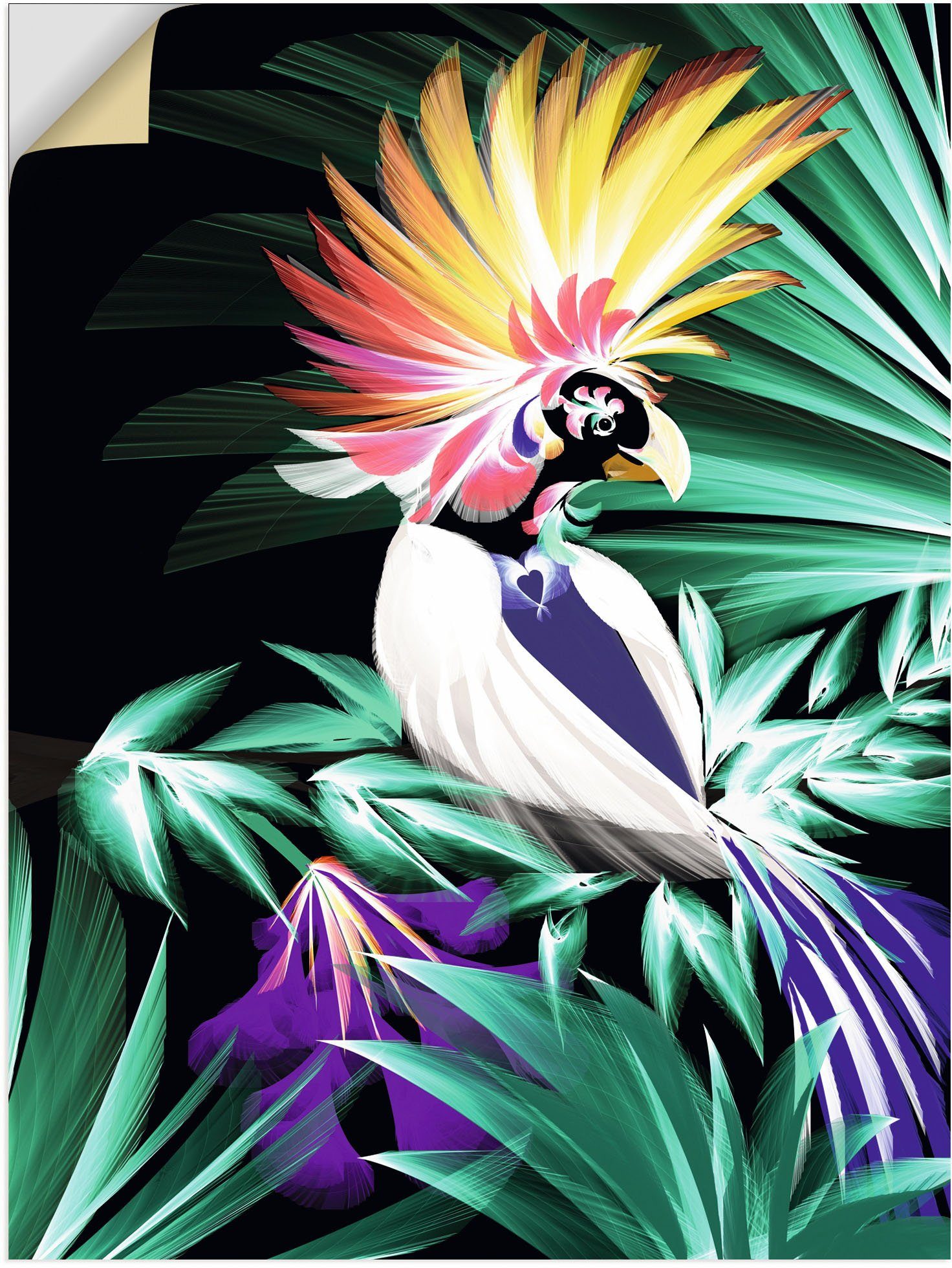 Artland Wandbild Papageienvogel im Urwald, Animal Fantasy (1 St), als Alubild, Leinwandbild, Wandaufkleber oder Poster in versch. Größen