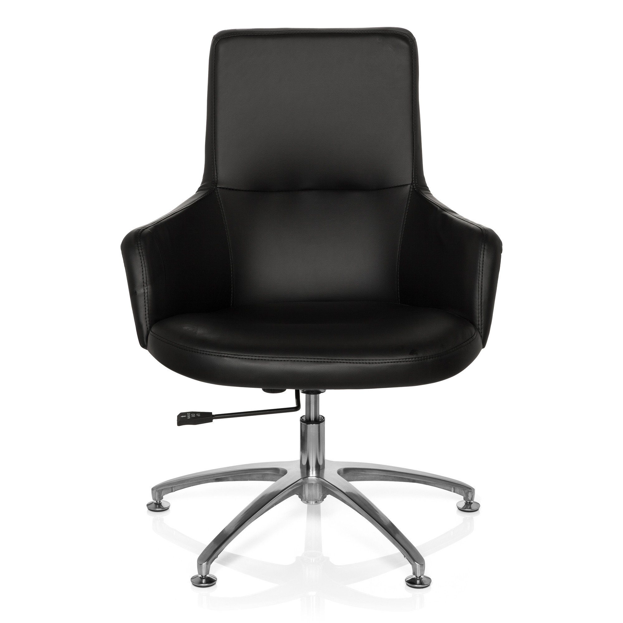 hjh OFFICE Loungesessel Loungesessel SHAKE 300 Kunstleder mit Armlehnen, Sessel mit Sitzhöhenverstellung Schwarz | Schwarz