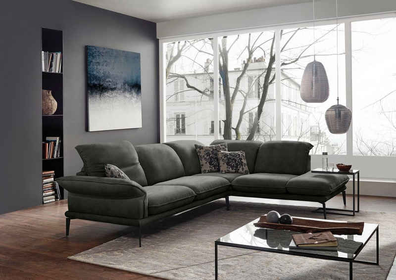 W.SCHILLIG Ecksofa sherry, mit Kopfstützenverstellung, Winkelfüße in Schwarz, Breite 302 cm