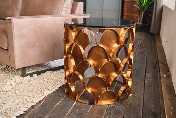 KAWOLA Beistelltisch MEDINA, Tisch Glastisch Gestell rosé gold