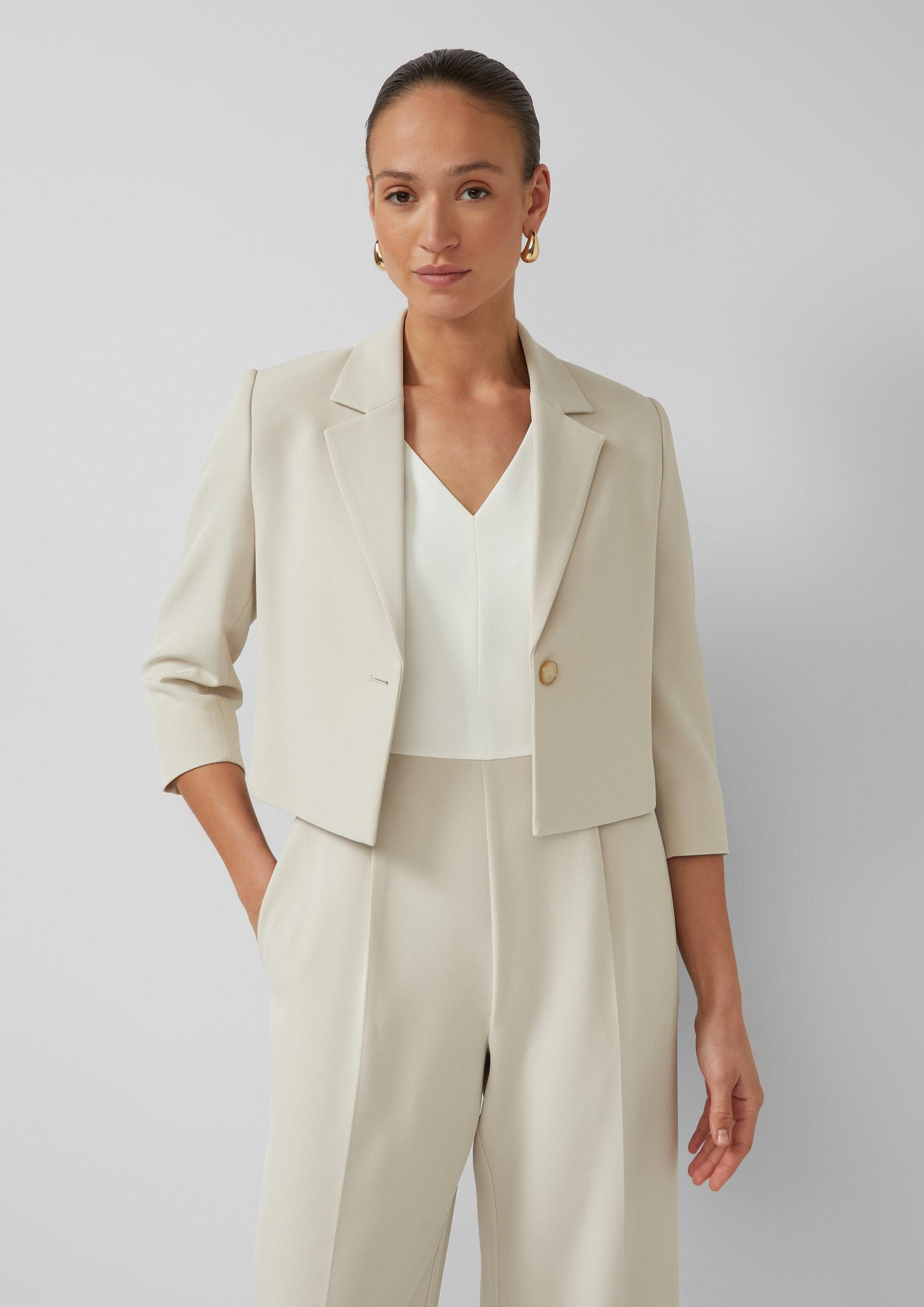s.Oliver Jackenblazer Indoor-Jacke Cropped-Blazer mit 3/4-Ärmeln