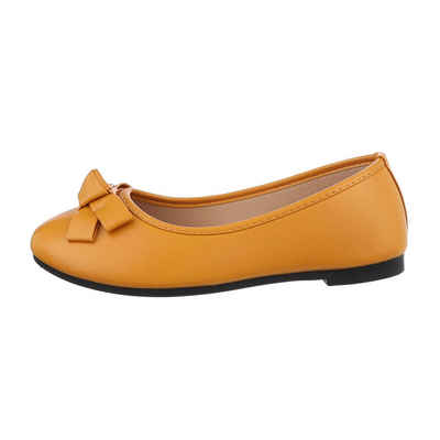 Ital-Design Damen Freizeit Ballerina Blockabsatz Klassische Ballerinas in Orange