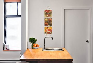 Levandeo® Holzbild, Wandbilder Küchen-Deko H53cm Chili Gewürze Kräuter