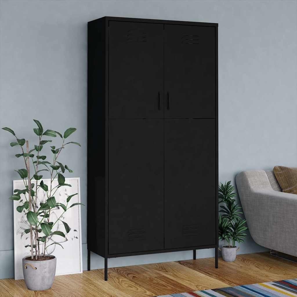 furnicato Kleiderschrank Schwarzer Mehrzweck-aus Stahl 90 x 50 x 180 cm (1-St)