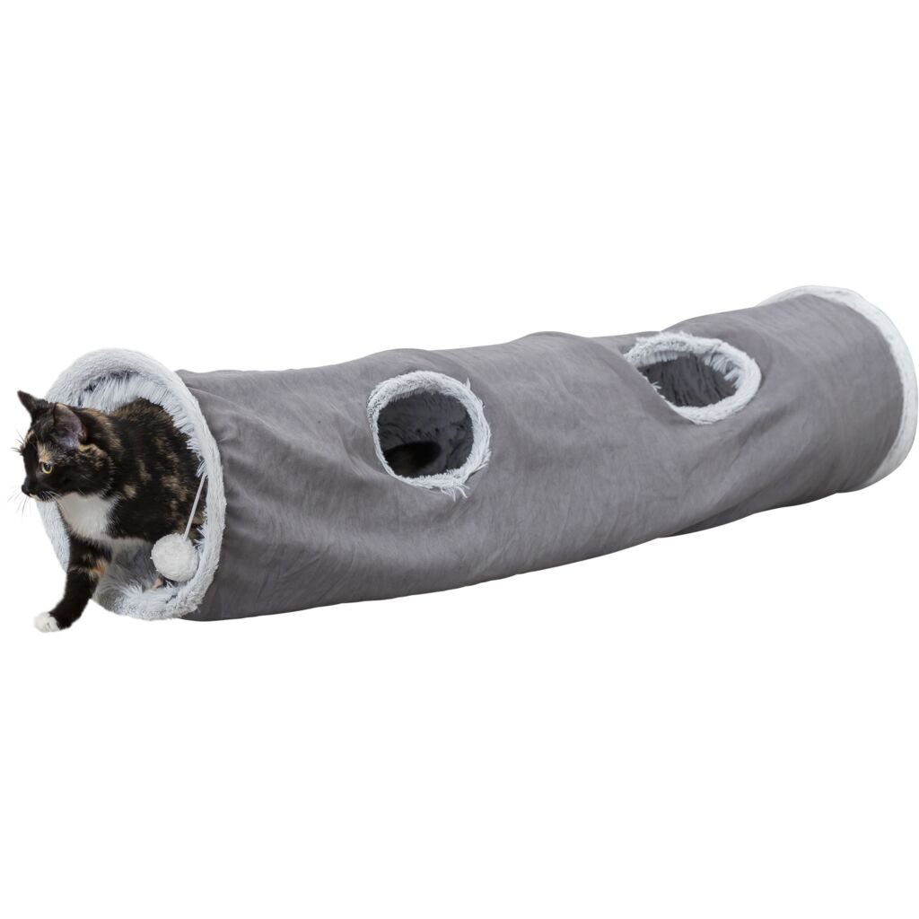 TRIXIE Tiertunnel Spieltunnel Harvey - grau - ø 27 × 116 cm, Kunststoff