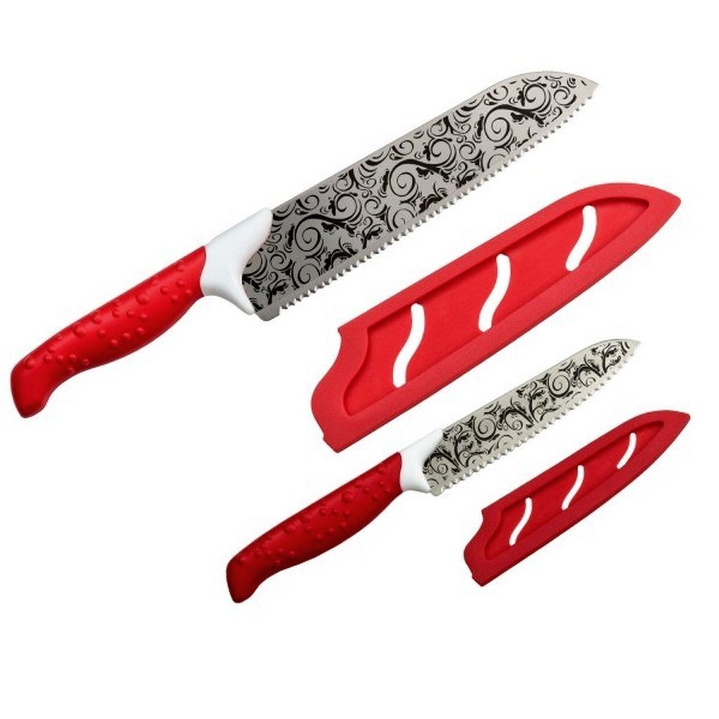 Genius Kochmesser Genius - Magic Cut Universal Messer Set rot Kochmesser Küchenmesser 21334