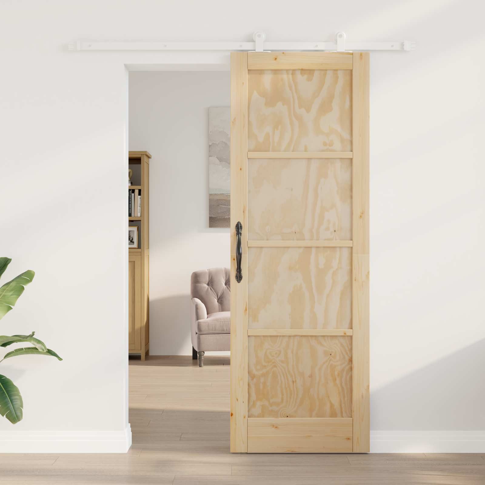 vidaXL Haustür Schiebetür Natürlich und Weiß 73,5 x 211 cm (1-St)