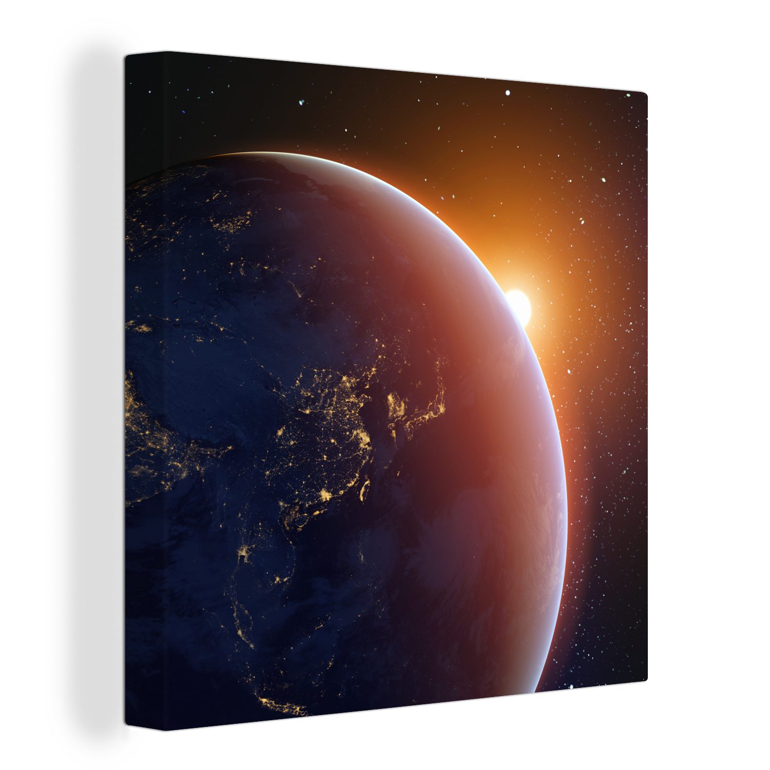 OneMillionCanvasses® Leinwandbild Sonnenaufgang über der Erde, (1 St), Leinwand Bilder für Wohnzimmer Schlafzimmer