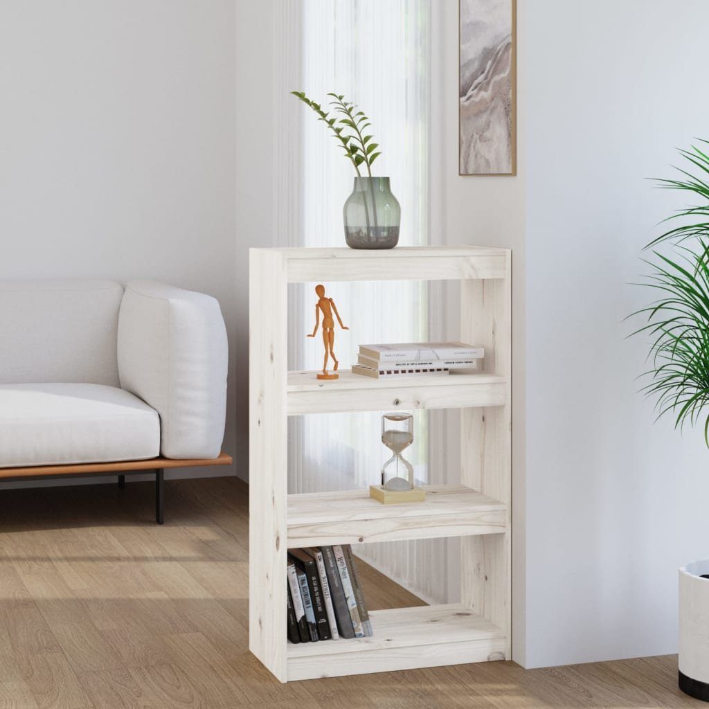 furnicato Bücherregal Raumteiler Weiß 60x30x103,5 cm Massivholz Kiefer | Bücherschränke