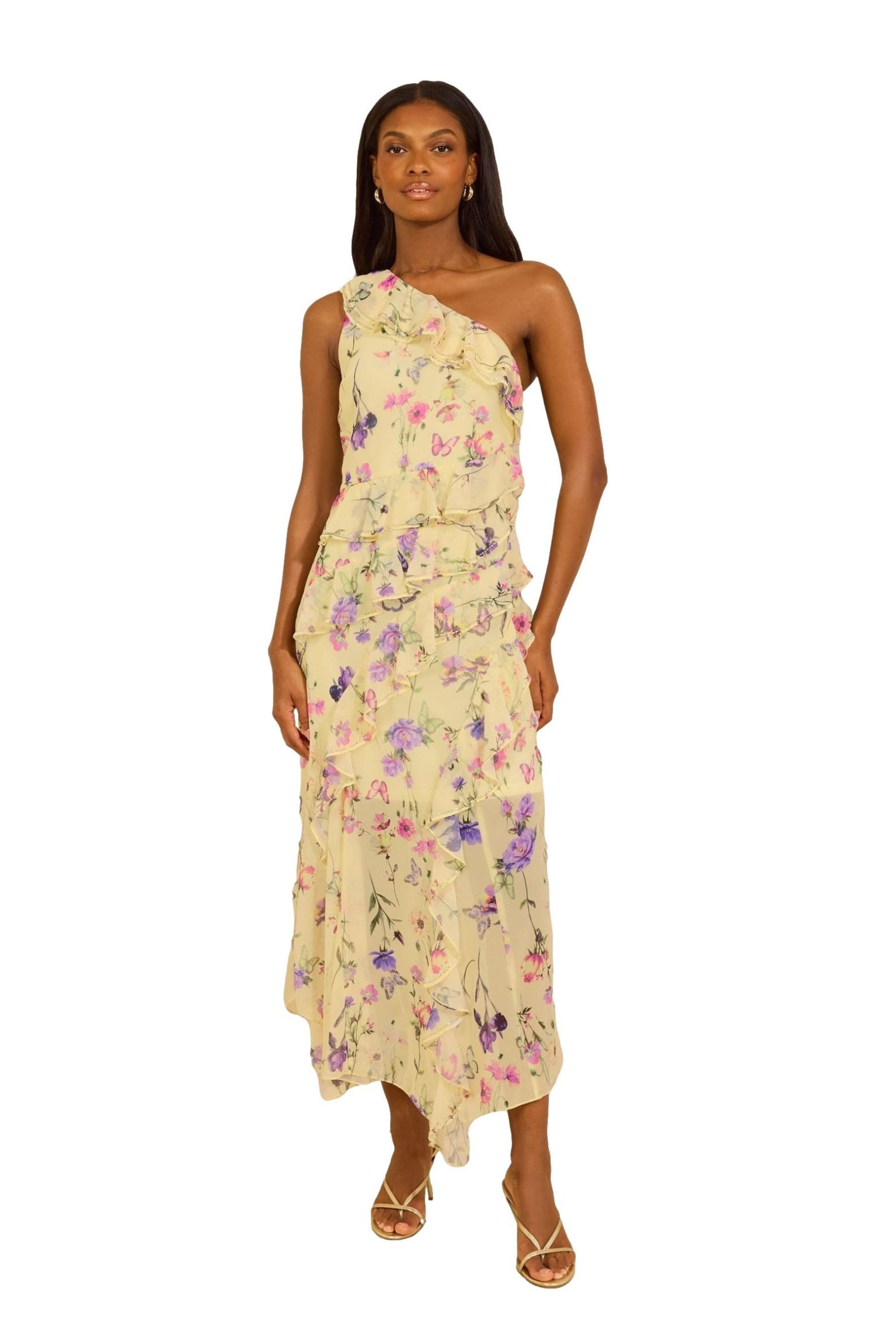 LIPSY One-Shoulder-Kleid Lipsy One-Shoulder-Maxikleid mit Rüschen (1-tlg)