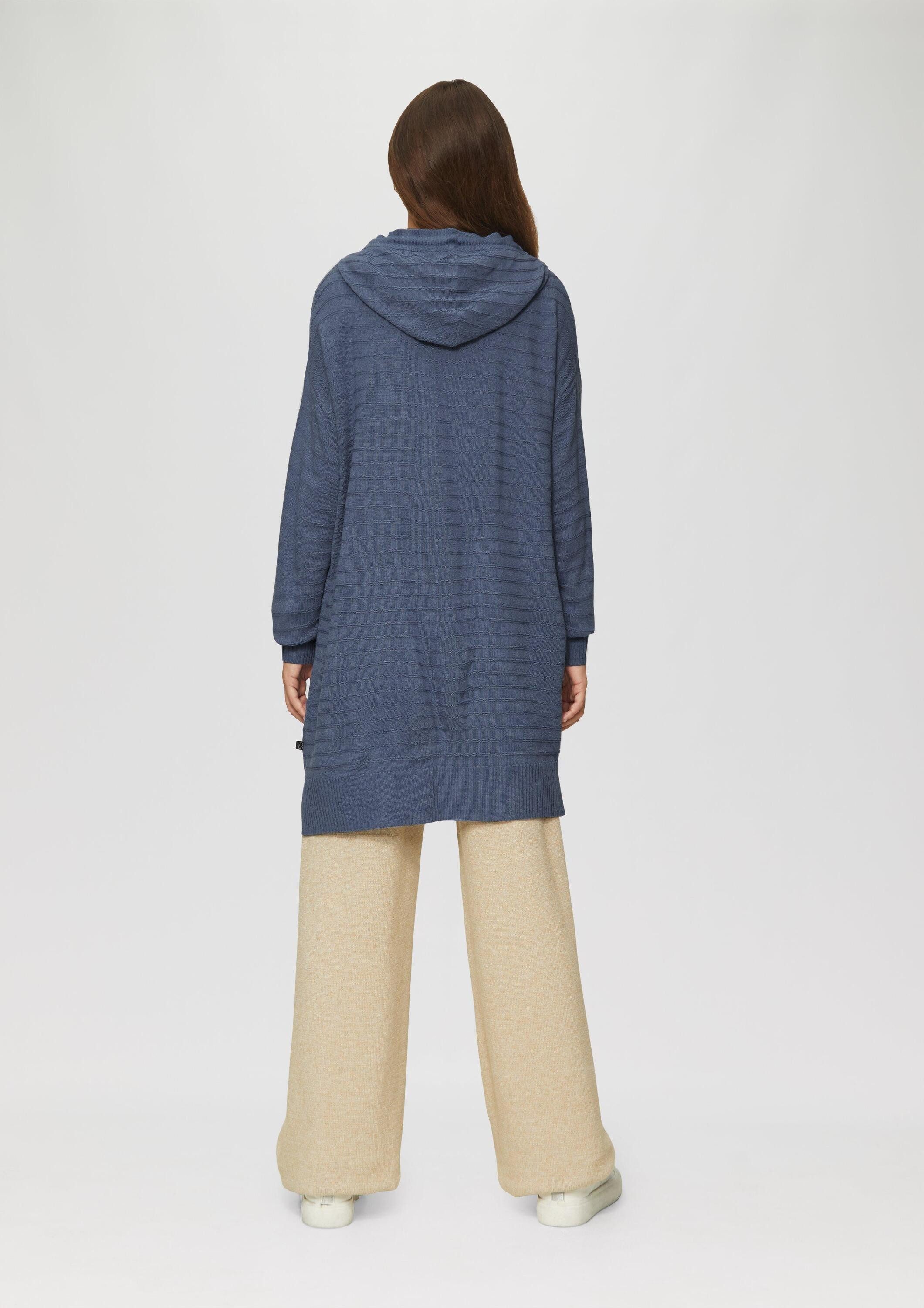 QS Cardigan Strickjacke Strickjacke mit Kapuze und Streifenstruktur