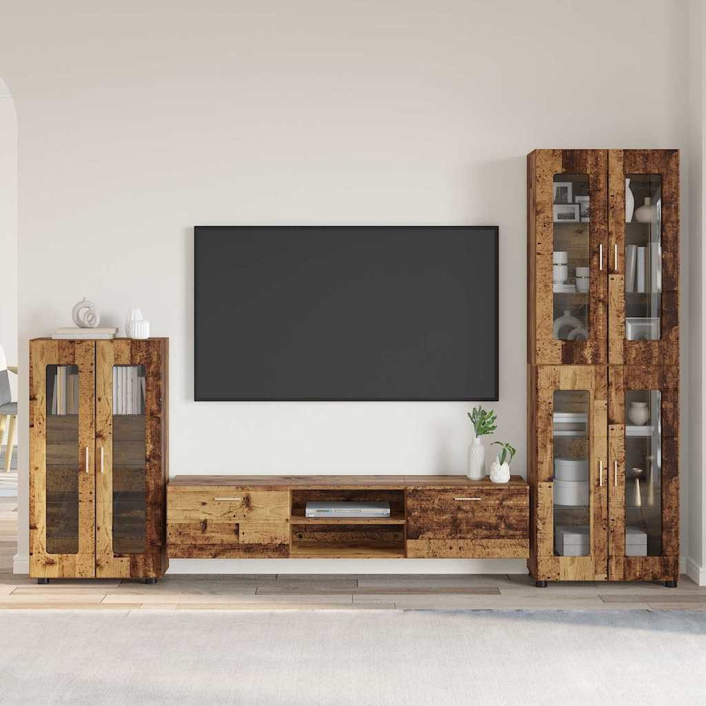 vidaXL Wohnzimmer-Set TV-Schrankset mit Schubladen FLORIN 3 pcs Altholz Holzwerkstoff, (3-St)