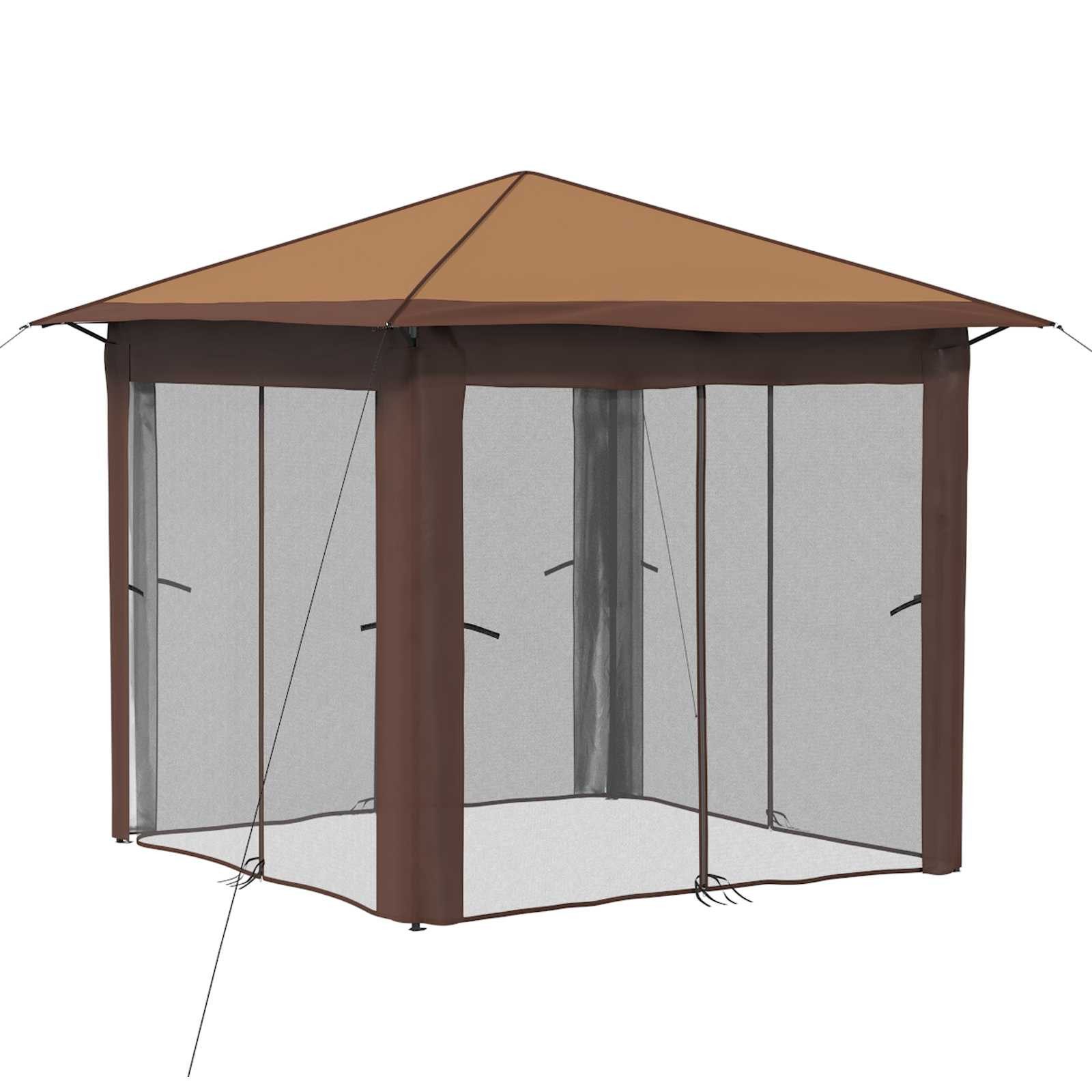vidaXL Partyzelt Gazebo mit 4 Seitenwänden 2,6 x 2,6 m Beige und Braun
