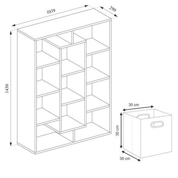 Vicco Raumteiler Bücherregal Standregal Sonoma inkl. Faltboxen