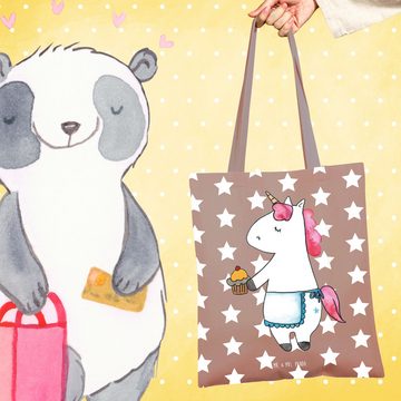 Mr. & Mrs. Panda Tragetasche Einhorn Muffin - Braun Pastell - Geschenk, Einkaufstasche, Einhörner, (1-tlg), Lange Tragegriffe