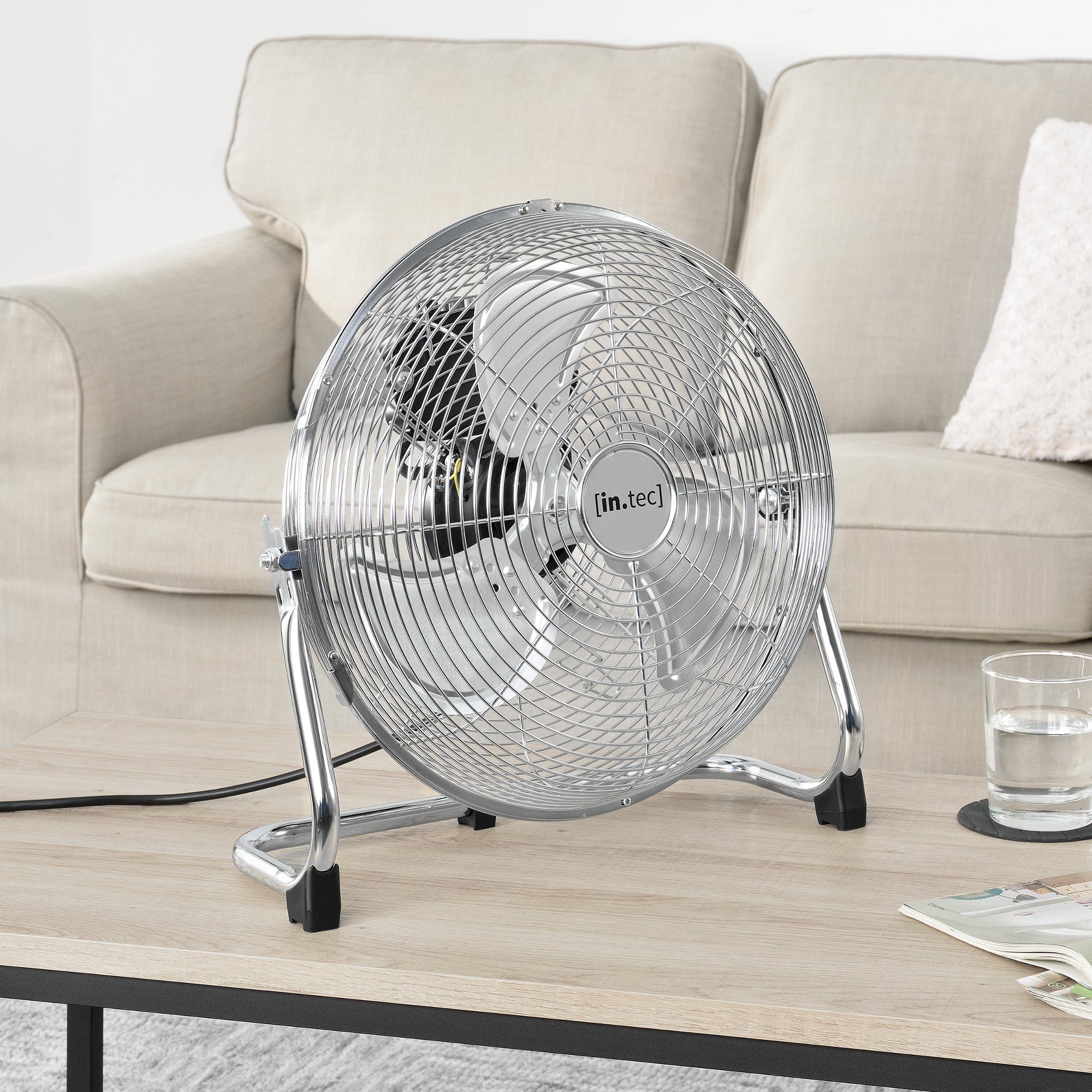 in.tec Bodenventilator, »De Panne« Windmaschine Silber verstellbarer Neigungswinkel 55W