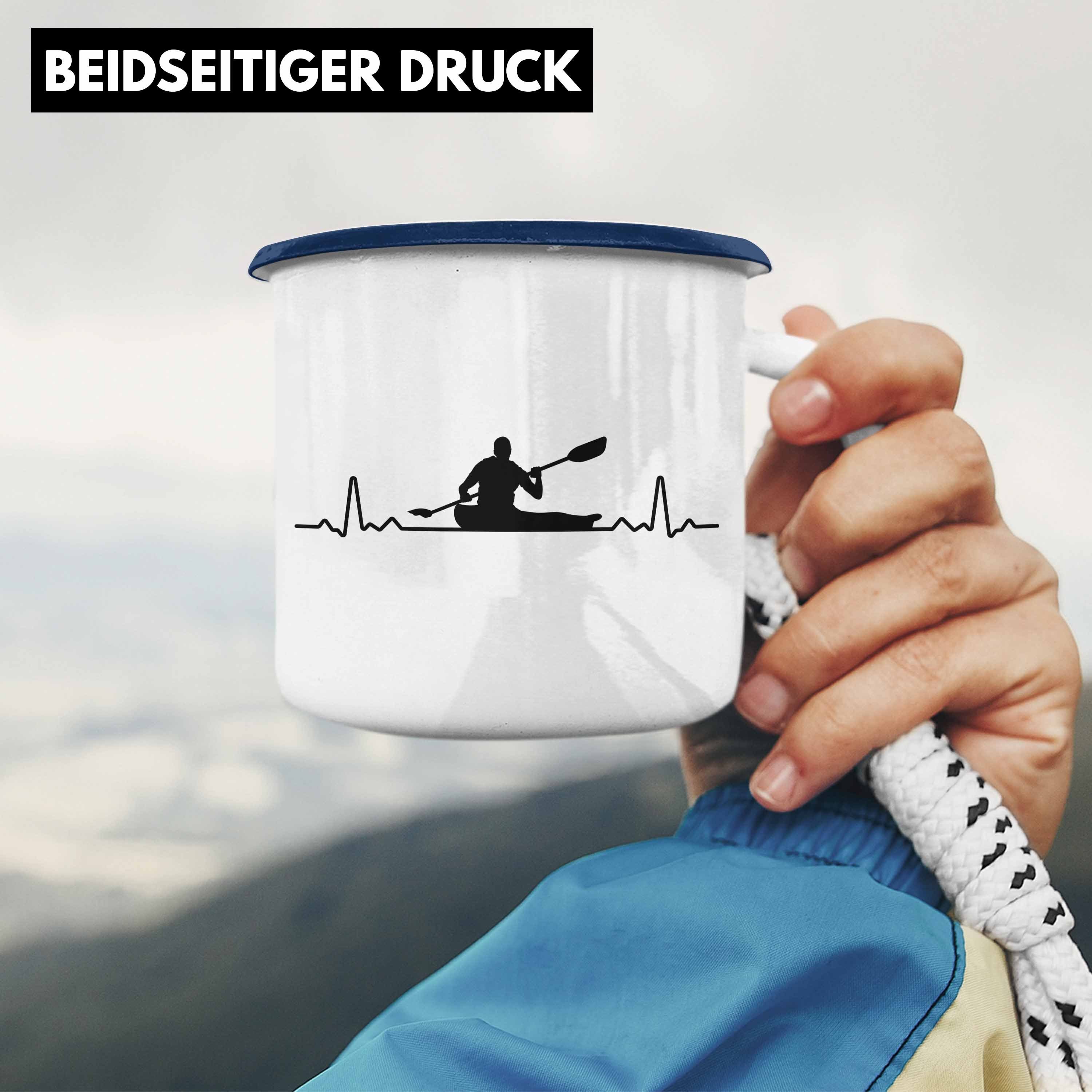 Padelboot Blau Spruch Kajak Emaille Thermotasse Trendation Tasse Kajakfahrer Kanu Trendation Geschenkidee Geschenk - Mit Tasse KaffeeEmaille