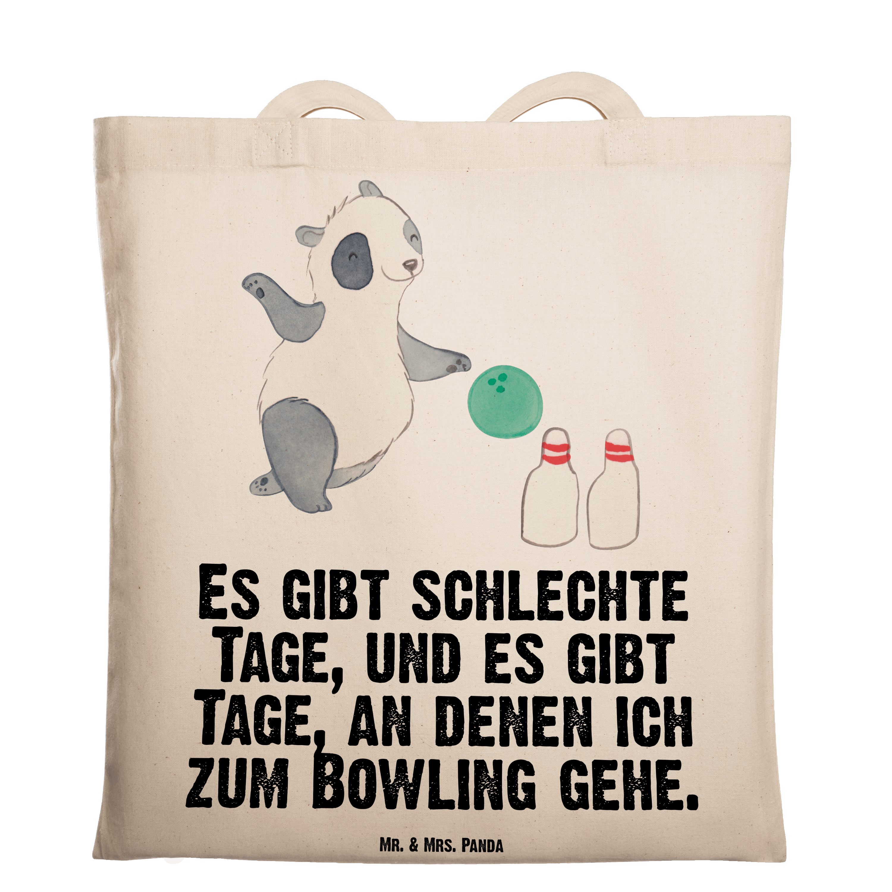 Juteb Mrs. (1-tlg) - Sport, Panda Bowling Dankeschön, & Tage Panda Tragetasche - Mr. Geschenk, Transparent