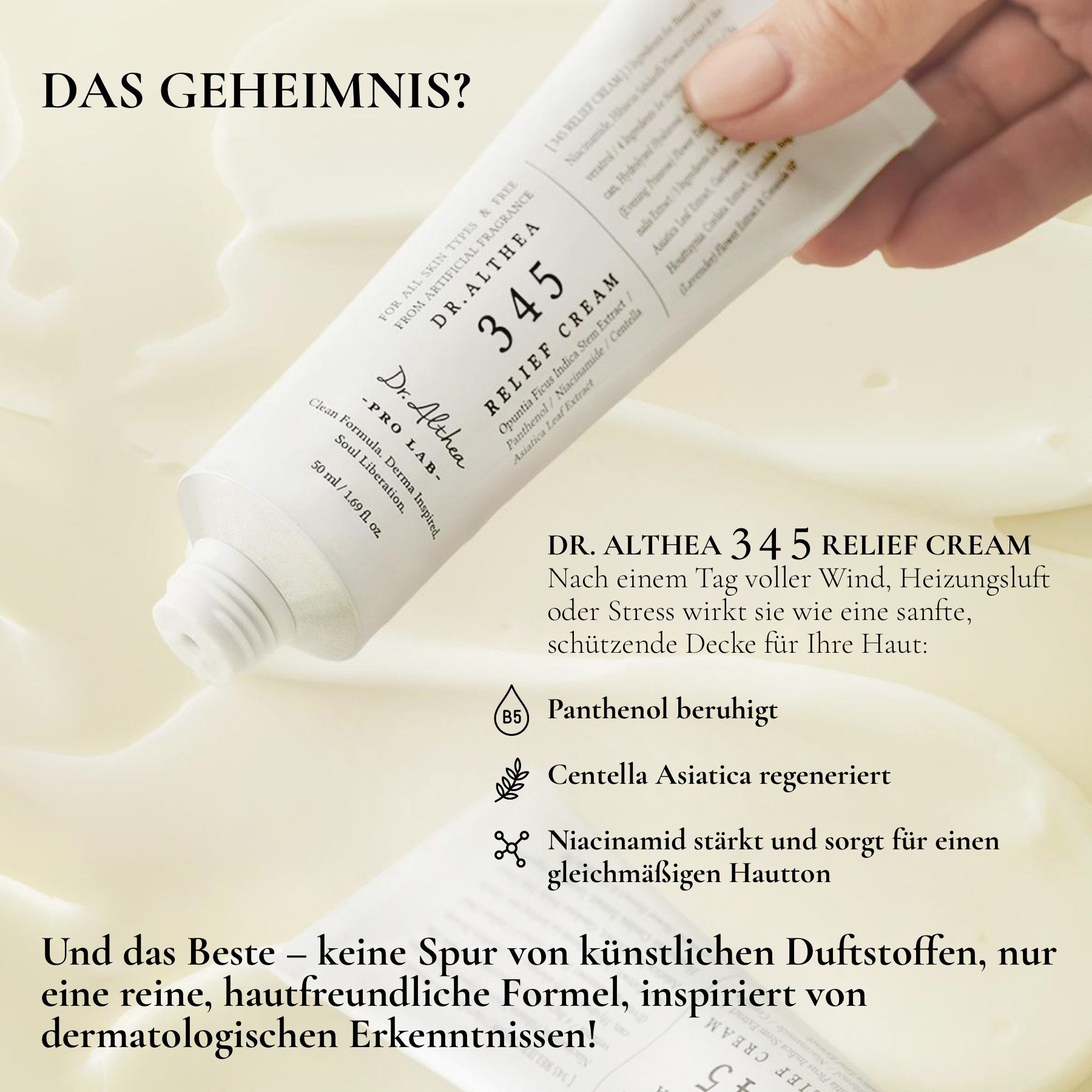 Dr. Althea Tagescreme 345 Relief Cream 50ml Intensive Repair Cream mit Niacinamid Pantenol, 1-tlg., Anti-Falten, Anti-Aging, Hautpflege, Gesichtspflege