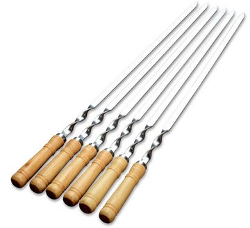 BAYLI Grillspieß 18er Set Schaschlikspieß 60 cm mit Holzgriff - Rostfreier Grillspieß